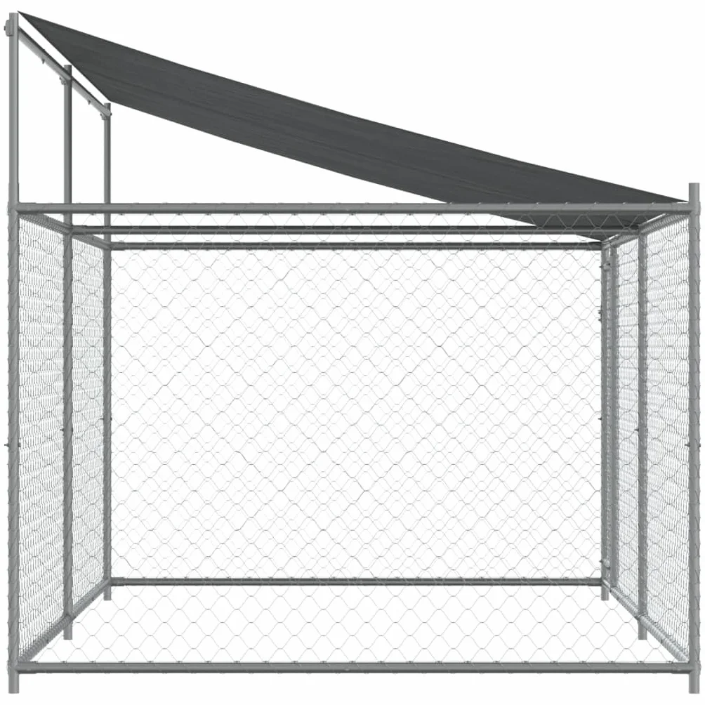 Gabbia Cane, Box per Cani da Esterno con Tetto e Porta Grigia 4x2x2 m in Acciaio Zincato