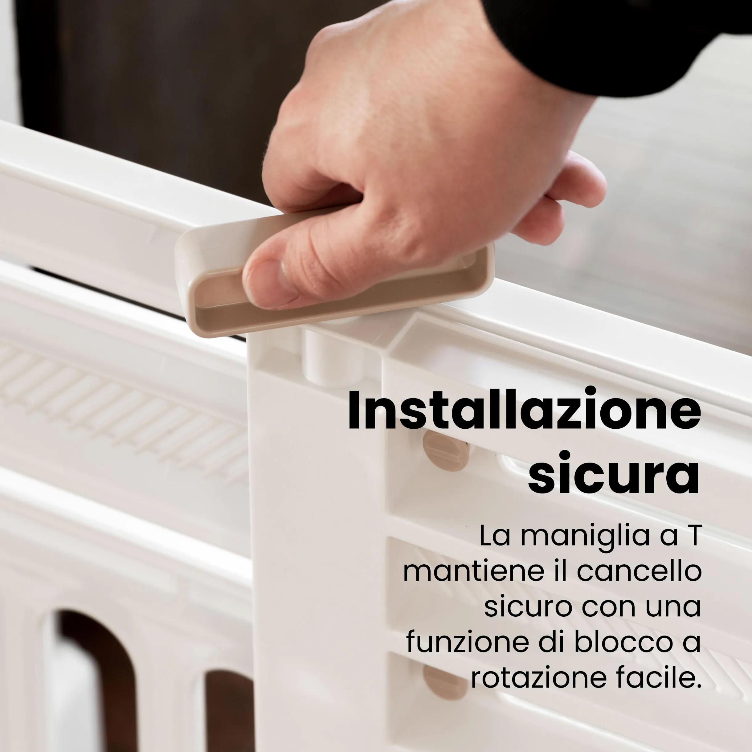 Iris Ohyama, Cancello di sicurezza per animali domestici con chiusura a pressione, estensibile da 61 a 100 cm, chiusura a mano, 2 tamponi per latoper cane - Pet Barrier PBR-600, Bianca