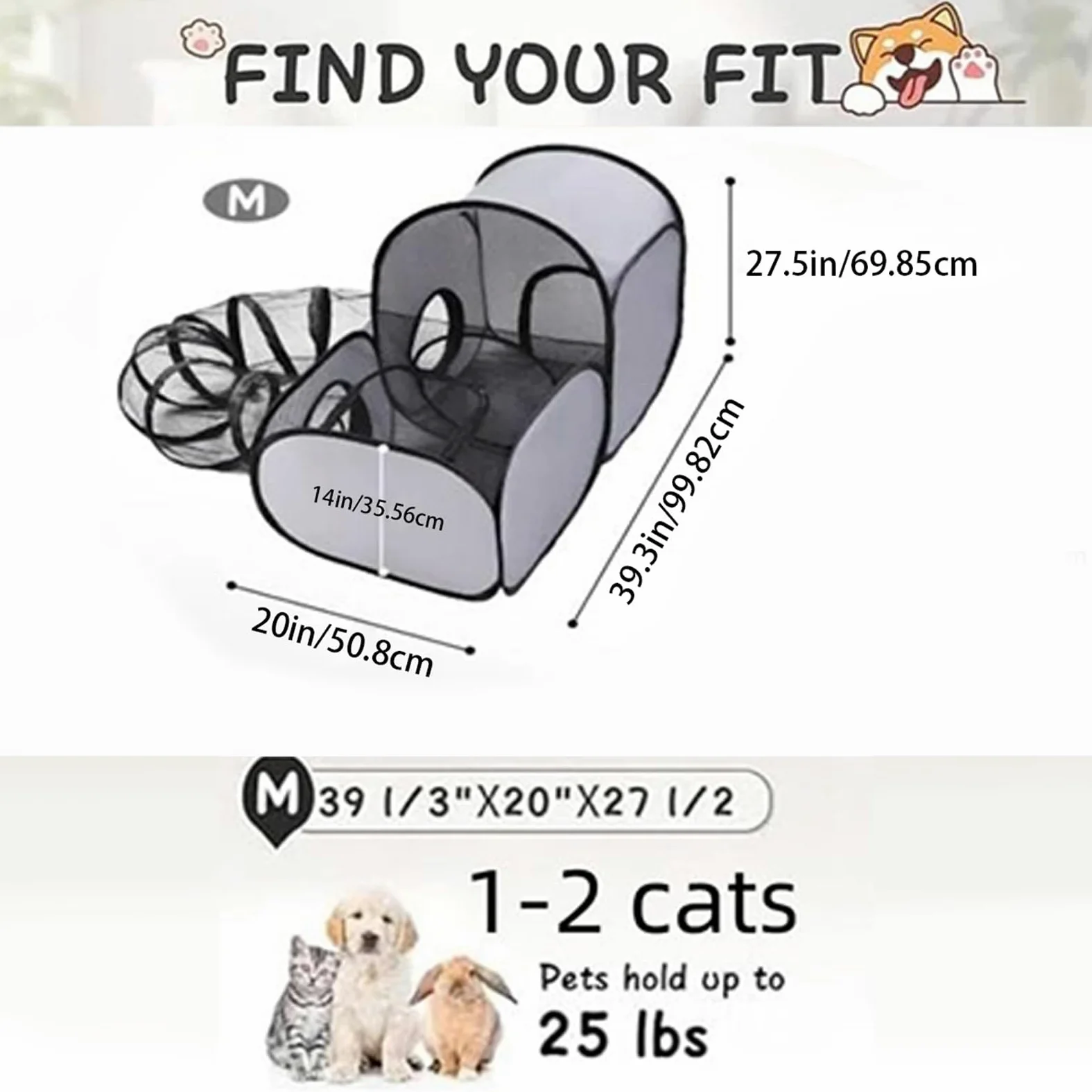 Box portatile per gatti, recinto pieghevole casa giocattoli interattivi, tunnel di recinzione per gatti, viaggi all'aperto giochi per gattini, cuccioli, piccoli animali
