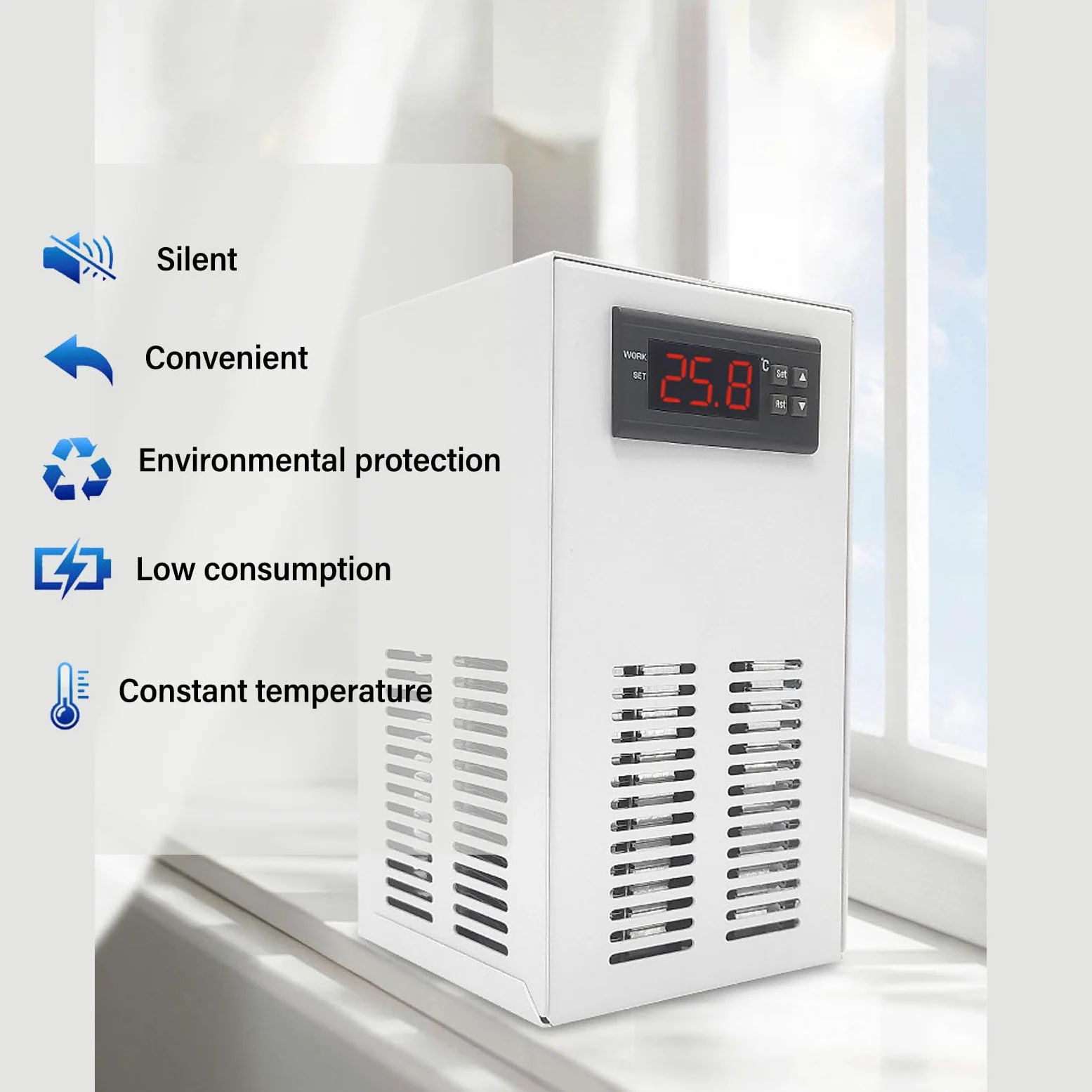 Refrigeratore per Acquario 72 W, Refrigeratore D'Acqua Silenzioso 20 L 3 L/min, Compressore di Refrigerazione per Acqua di Mare e Acqua Dolce, di Raffreddamento per (Spina