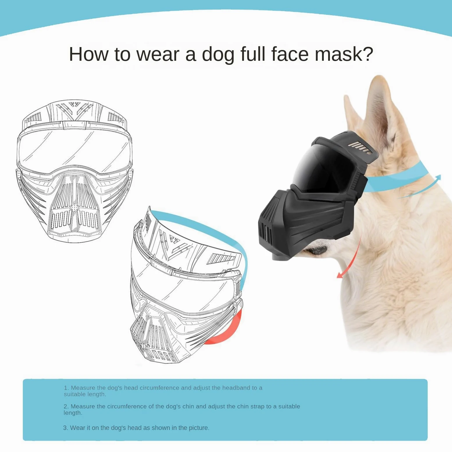 Occhiali Da Sole Per Cani Occhiali Antiappannamento con Parabocca Integrato | Occhiali da Sole Regolabili Antivento e UV per Cani Per Taglia Media E Grande Con Copertura Completa Del Viso Per Escu