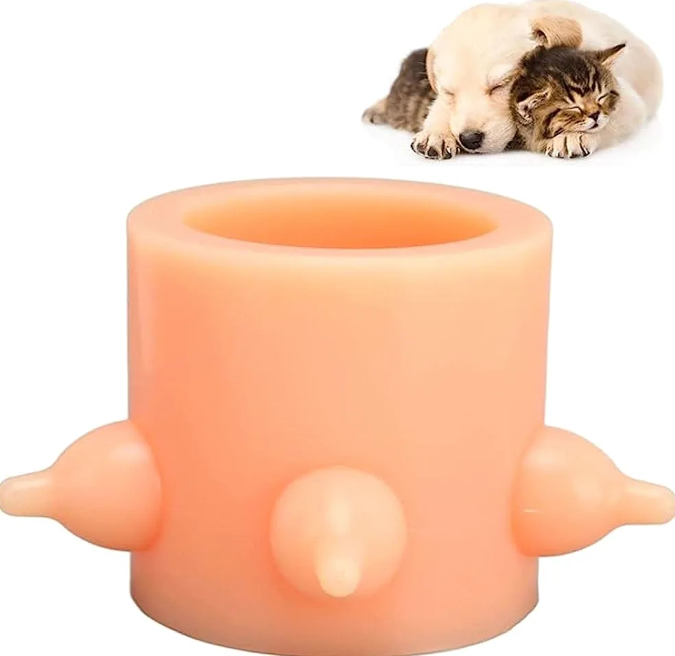 HEXEH Biberon for Cuccioli, Mangiatoie for Cuccioli for più Cuccioli, Ciotola for Latte for Cuccioli, 5 Capezzoli in Silicone for Cuccioli, Ciotola for Gattini, Cuccioli, capacità 350 Ml