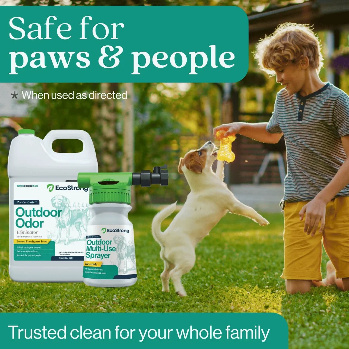 Eco Strong Eliminatore di odori per esterni, detergente enzimatico per l'urina del cane, potente deodorante per animali domestici, gatti, animali, forza professionale per cortile, tappeto erboso,