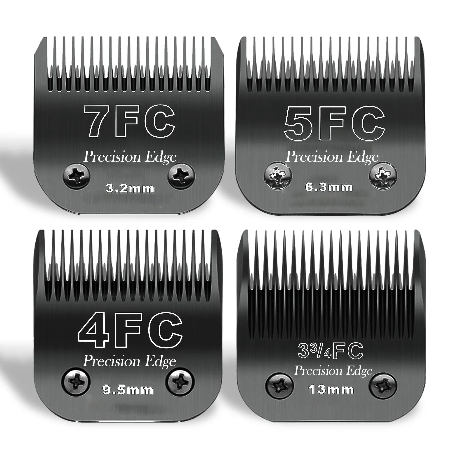 Lame Staccabili in Acciaio Inossidabile per toelettatura Cani da Compagnia 7FC/5FC/4FC/3FC,compatibili con la Serie Heiniger/Andis/Oster A5/Wahl KM10,4 Pezzi Colore Nero
