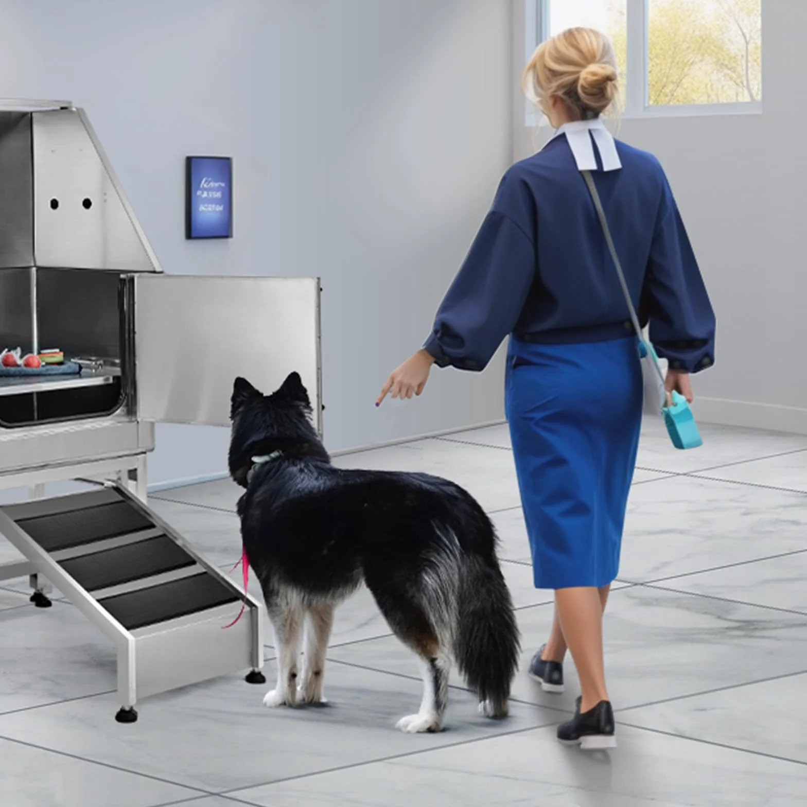VEVOR Vasca da Bagno per Cani Animali Vasca di Doccia per Animali Domestici in Acciaio Inox con Rampa Lunghezza max.127 cm Carico max. circa 150 kg, Vasca Doccia per Toelettatura per Cani con Rampa