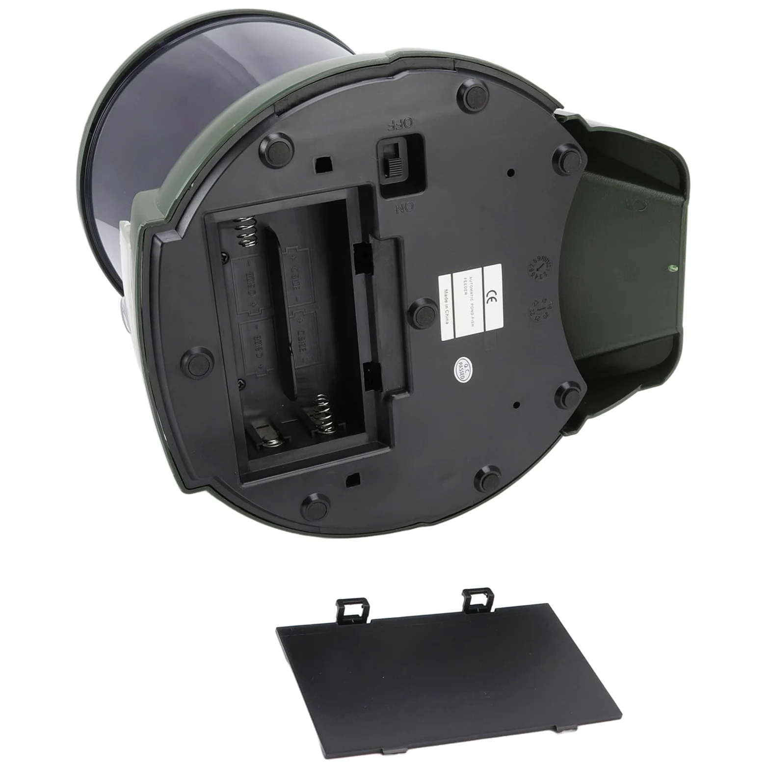 Generic Mangiatoia Automatica per Pesci per Acquario, Display LCD, 1,45 Kg, Secchio per Alimenti di Grande capacità da 4,25 Litri, 1-4 Pasti Al Giorno per il Lato dello Stagno dei Pesci