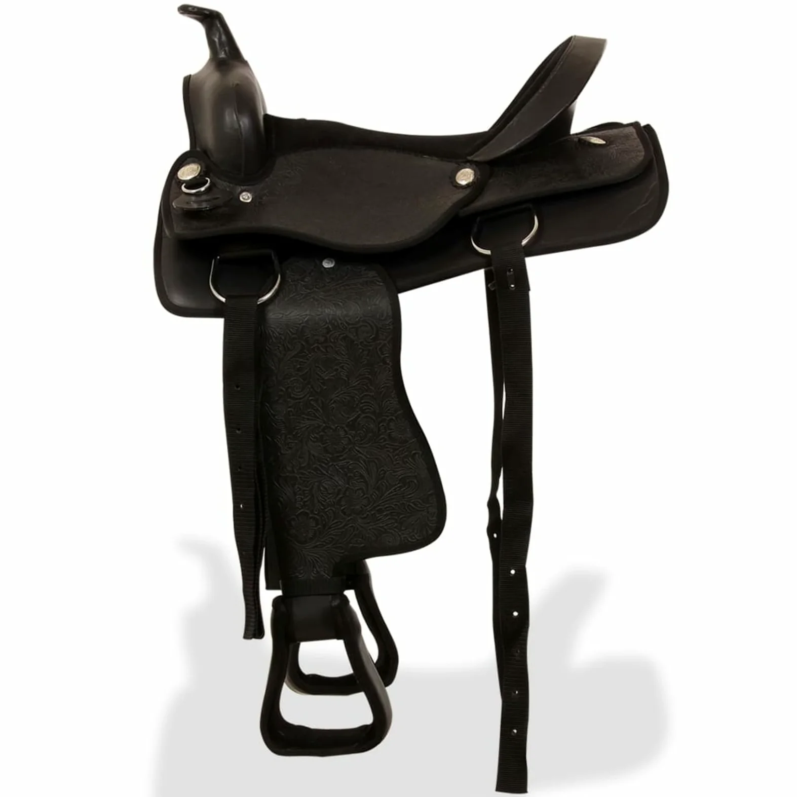 Homgoday Sella Western - Sella in vera pelle, 40,6 cm, colore: Nero