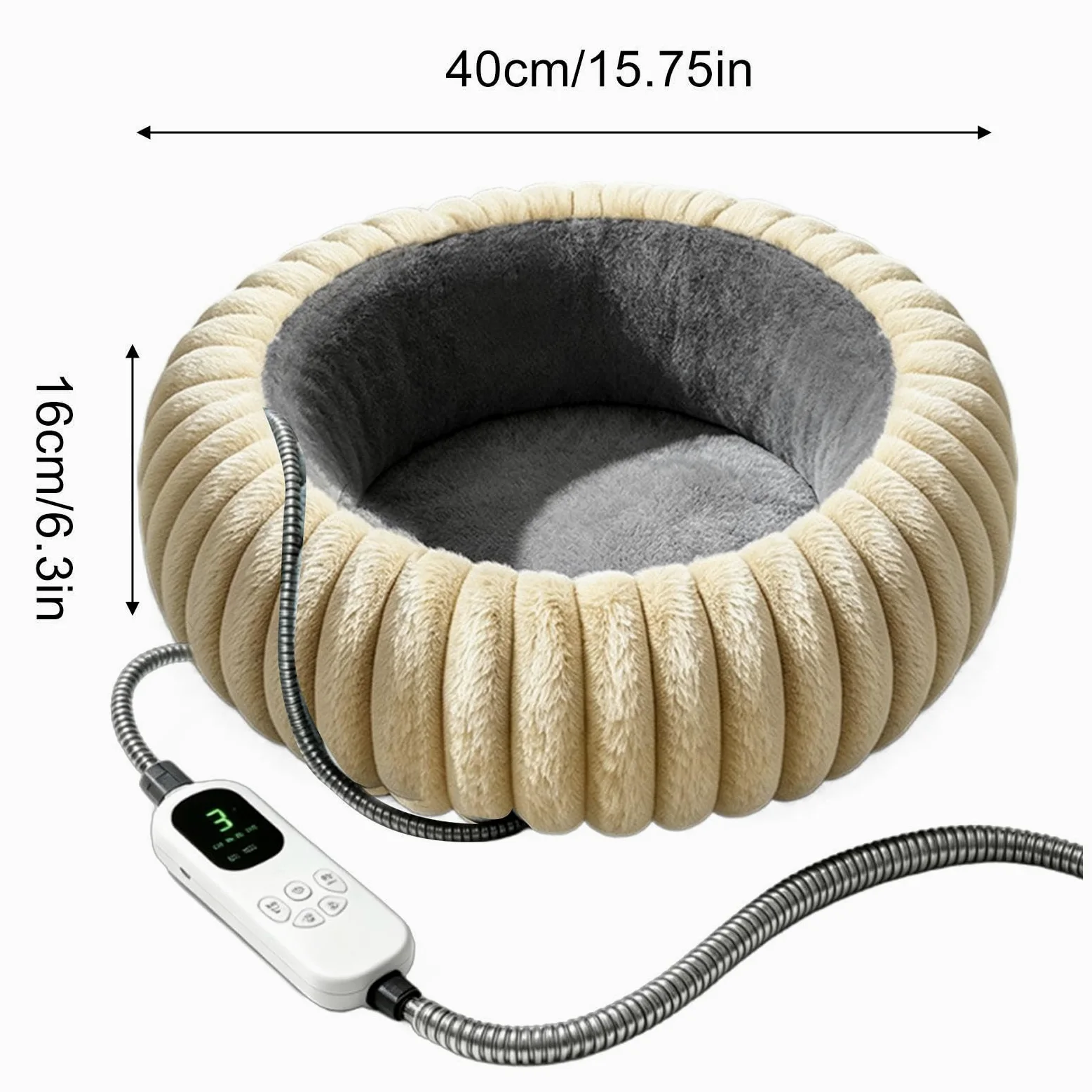 Cuscino riscaldante per gatti, 9 livelli, caldo, rotondo, in peluche, regolabile | Cuccia rotonda per gatti, per casa, interni ed esterni, soggiorno, camera da letto, ufficio, pavimento, mobili, viaggi,