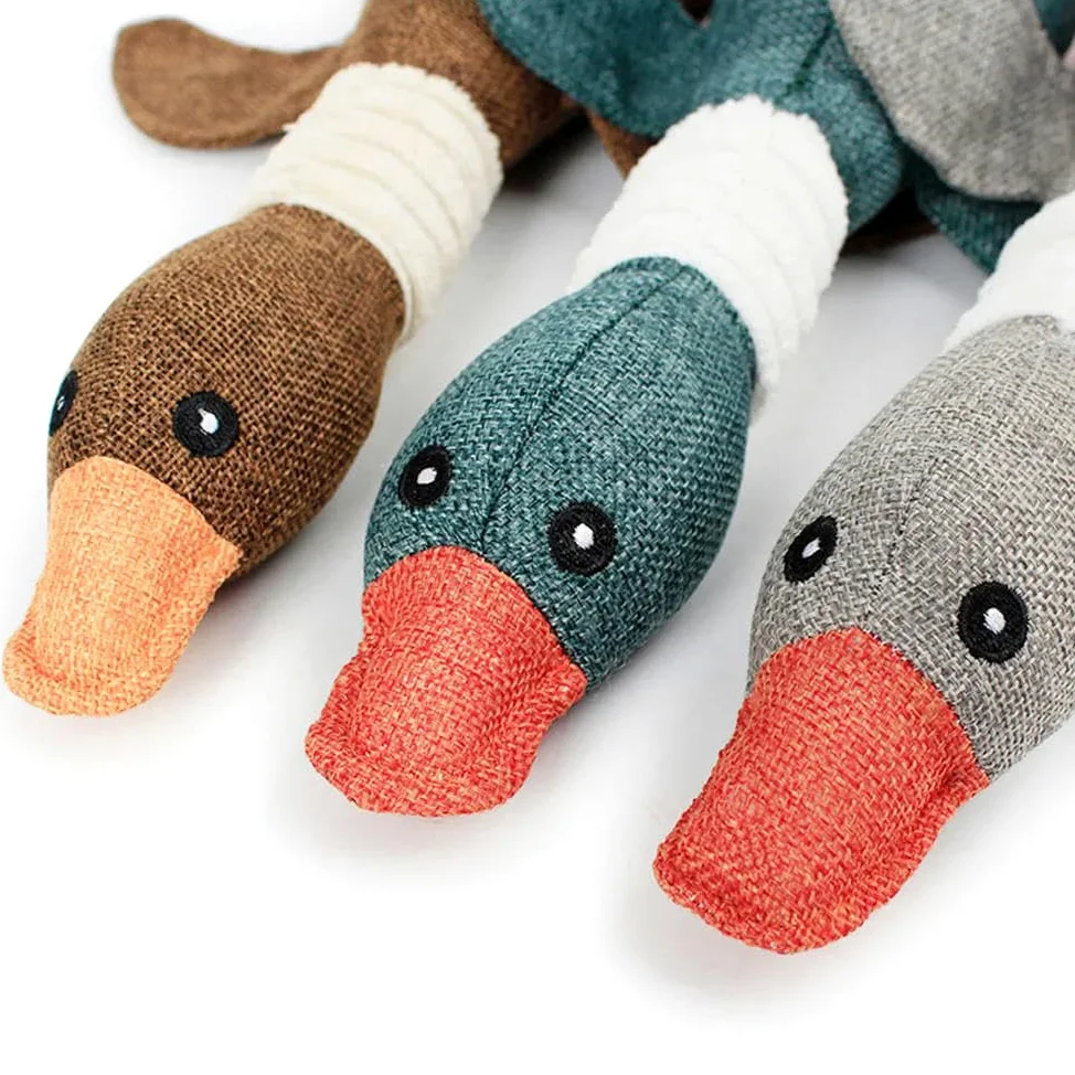 Giocattoli per cuccioli, Giocattoli for cani, giocattolo for a forma di anatra selvatica, for masticatori aggressivi, giocattoli for l'addestramento con squittio e puzzle, 2 pezzi(A)