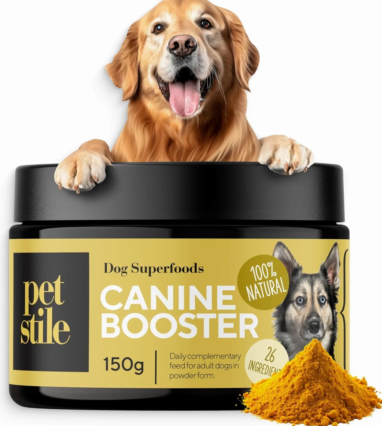 Canine Booster – Integratore per Cani Adulti con Cozza Verde, Curcuma e Probiotici per Articolazioni, Digestione, Pelle, Pelo e Sistema Immunitario (1x 150 g)