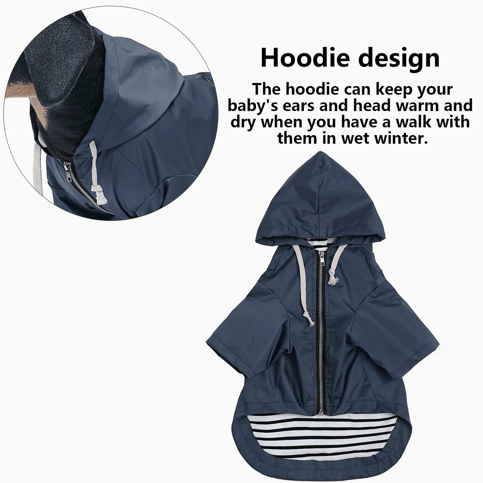 Impermeabile per Cani con Cappuccio, Impermeabile/Pioggia, Coulisse Regolabile, Design Tascabile, Elegante Impermeabile per Cani di Alta qualità (Blue XX)