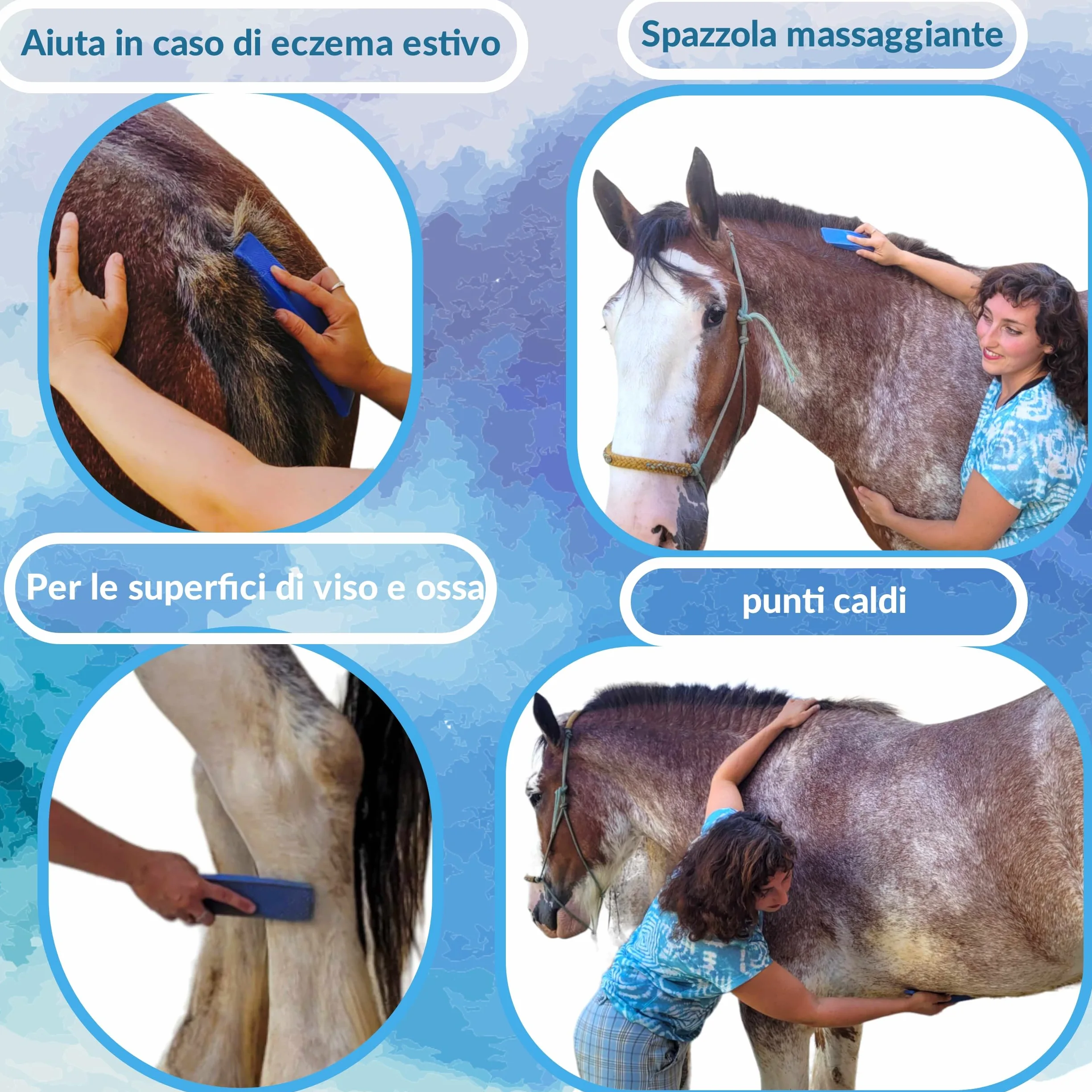 Spazzole per Cavalli, Kit 6 In 1 per La Strigliatura Dei Cavallo Spazzola PURE HORSE Pettine Massaggiante per Cavalli Grooming, Spazzola Morbida, Massaggio ] per la Pulizia Di Testa E Corpo, Shampoo