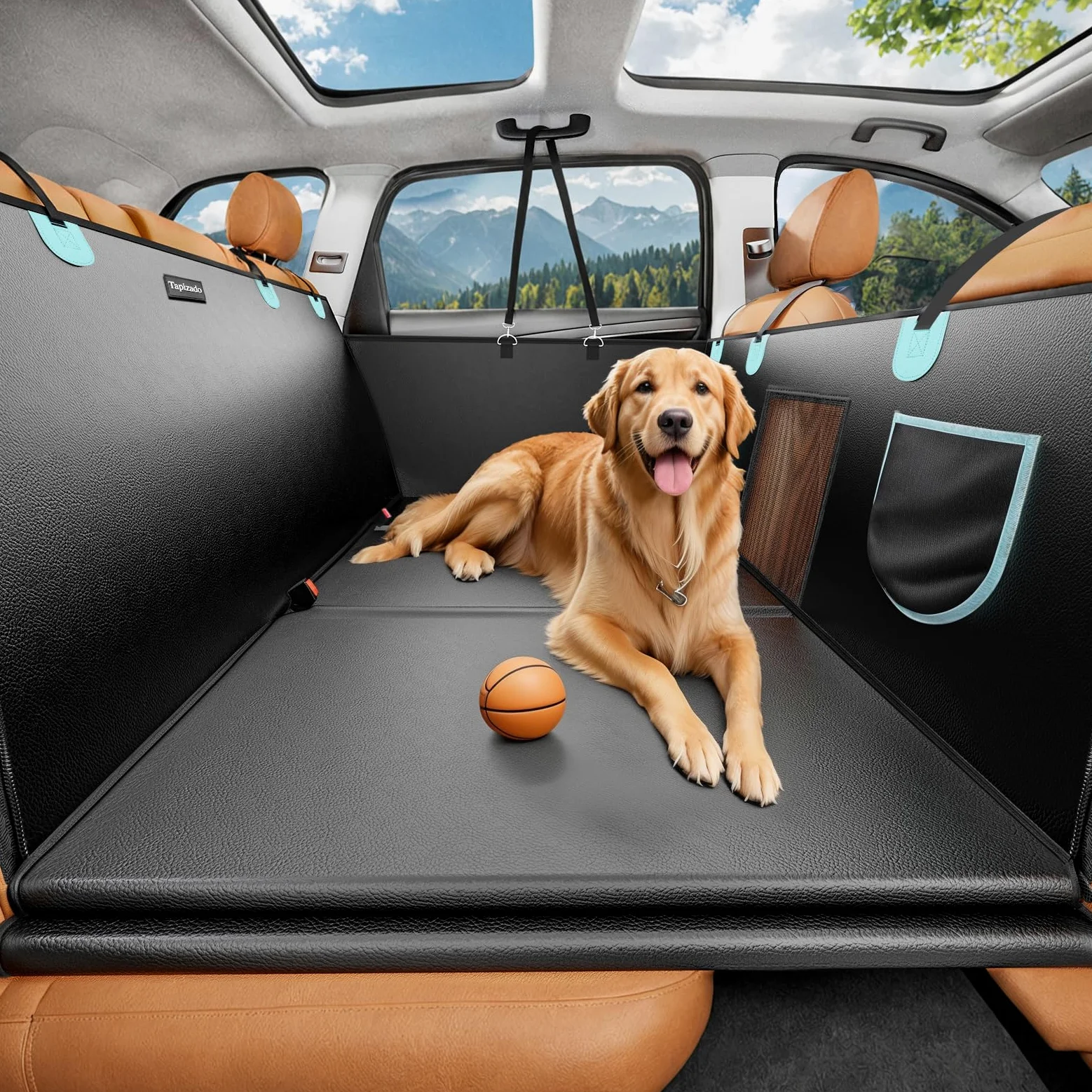 prolunga per sedile posterior per cani con pelle PU, coprisedile per auto staccabile con fondo rigido per cani, porta fino a 181 kg, prolunga per sedile posteriore spazioso per cani, amaca
