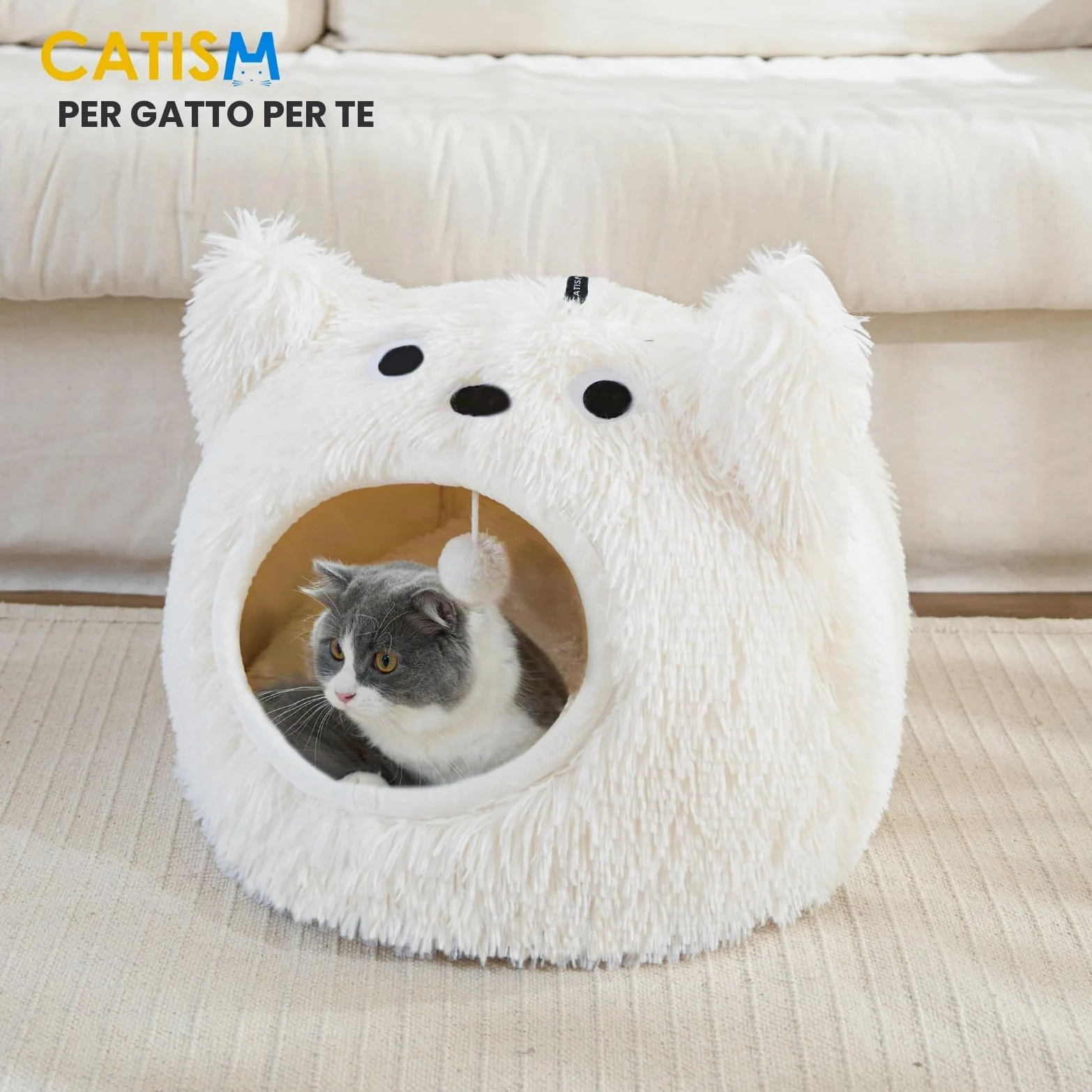 Catism - Lettino per Gatti con Igloo, Cuscino Lavabile per Gatti, Morbido Cuscino per Animali Domestici, Letto Morbido e Soffice per Gattini e Cuccioli