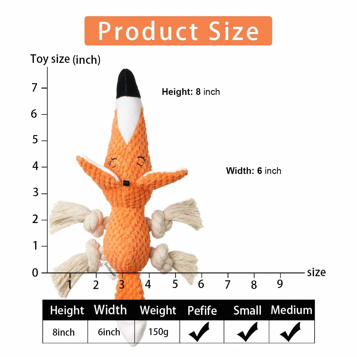Shuofeng Tech Plush Toy Dog, interattivi ripiene Fox Dog Toys per Noia, Carino Squeaky Dog Chew Giocattoli per Il Cucciolo, Piccolo, Medio, Grande Breed