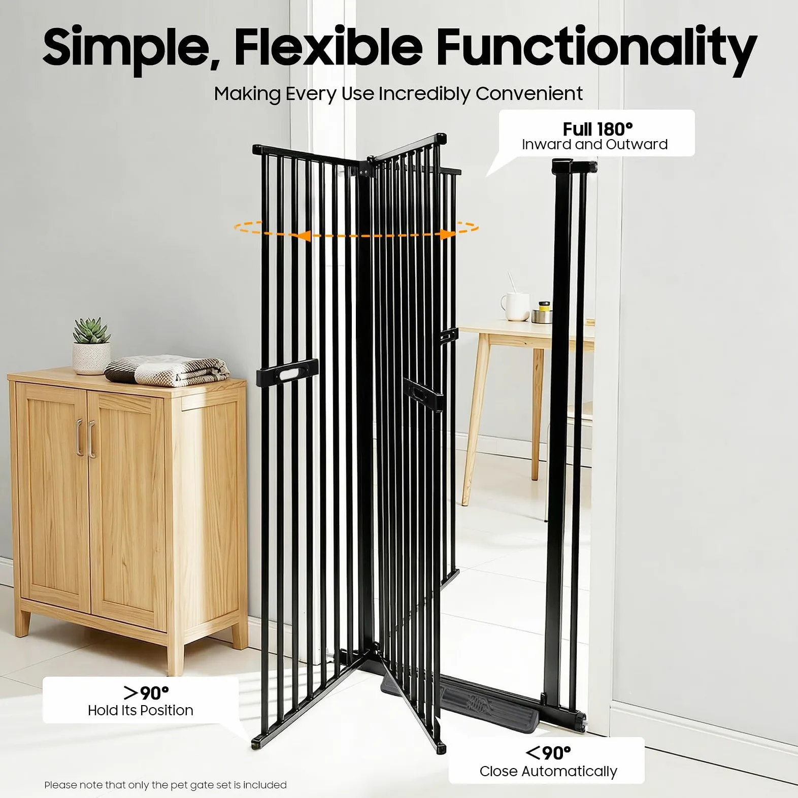 Griglia di protezione per cani, cancello di protezione per animali domestici, cancello extra alto, senza foratura, pieghevole, variabile, 73 – 80 cm