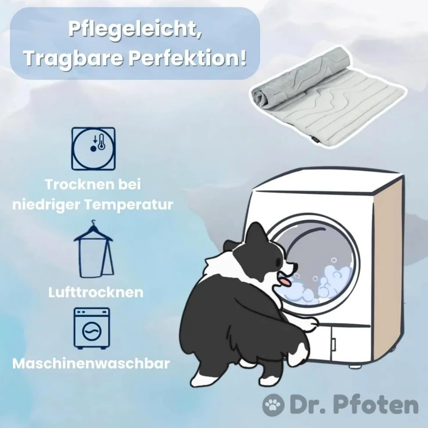 Dr Pfoten - Tappetino rinfrescante per cani, auto-raffreddante, coperta rinfrescante per cani, tappetino rinfrescante per cani, Paw Chill, l'innovativo tappetino rinfrescante per il tuo cane