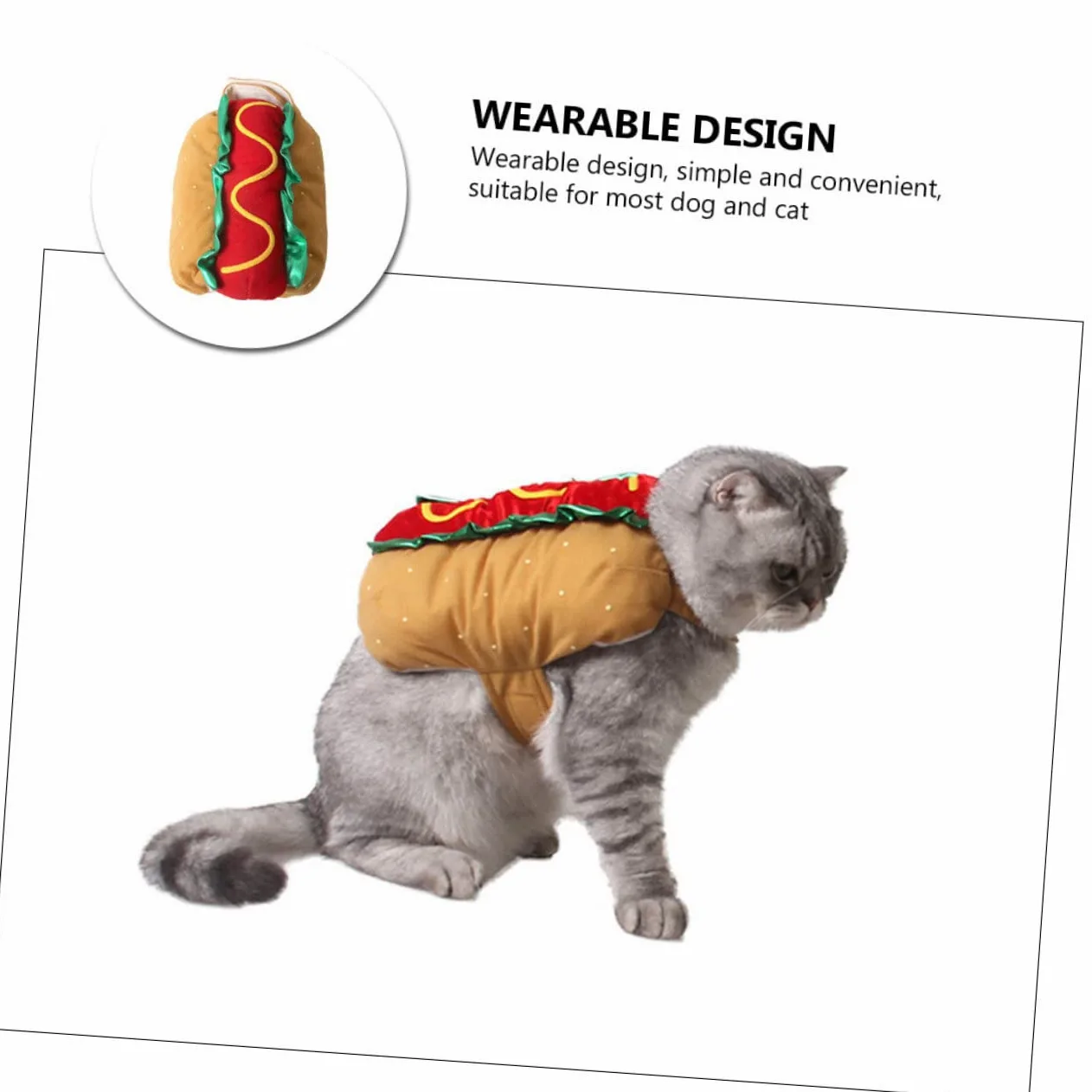 INOOMP Indumento Xxl Per Cani E Gatti Abbigliamento Natalizio Costume Da Hot Dog Per Feste Di Halloween
