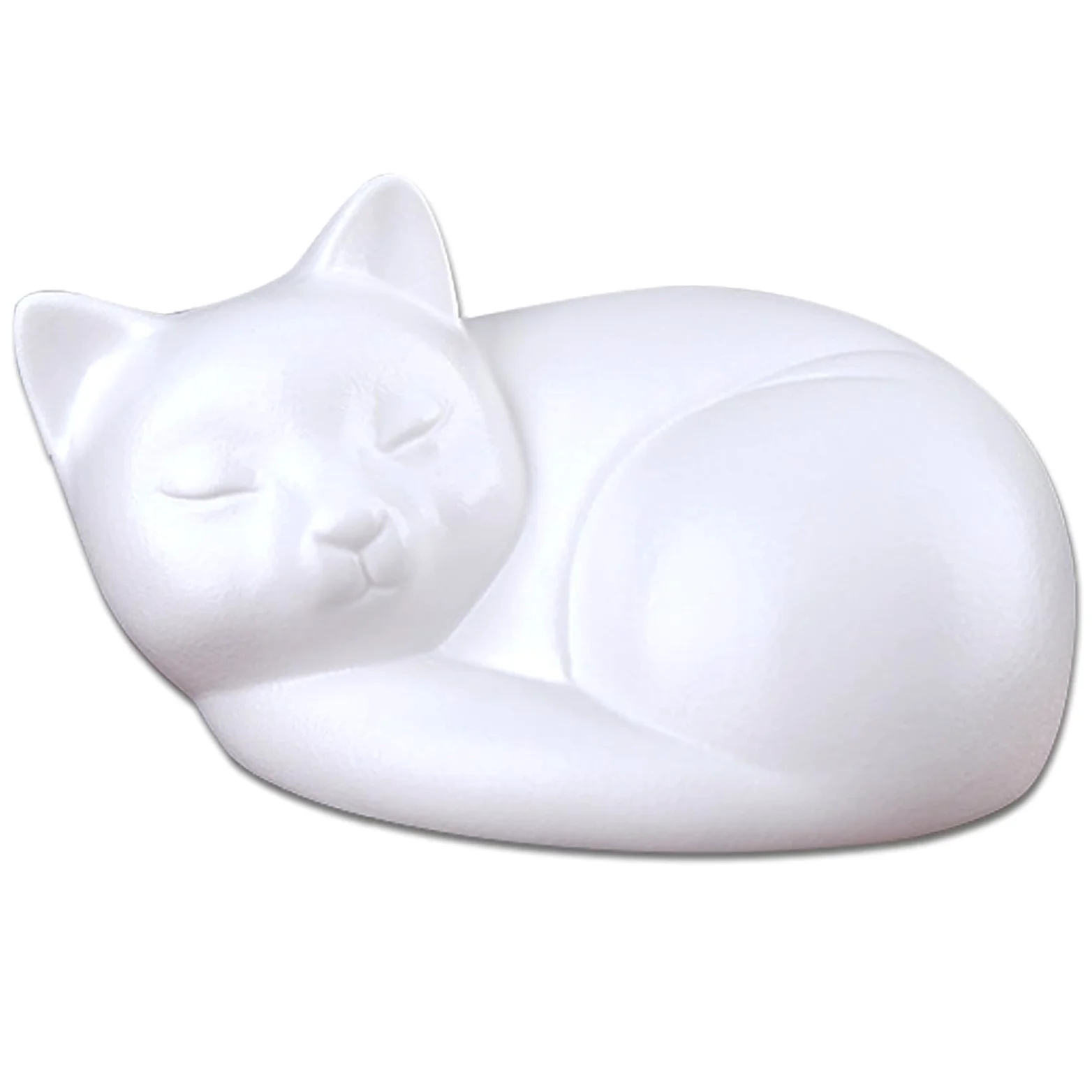 Urna commemorativa in ceramica per ceneri di gatti, cane che dorme, contenitore commemorativo per animali domestici (bianco opaco, gatto, 270 ml)