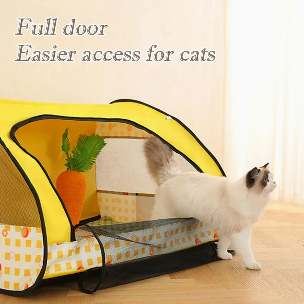 Box portatile per animali domestici, box pieghevole per gatti, multifunzionale, con cerniera, box per cuccioli, gabbia per animali domestici, per uso interno ed esterno in viaggio (giallo, L, 1)