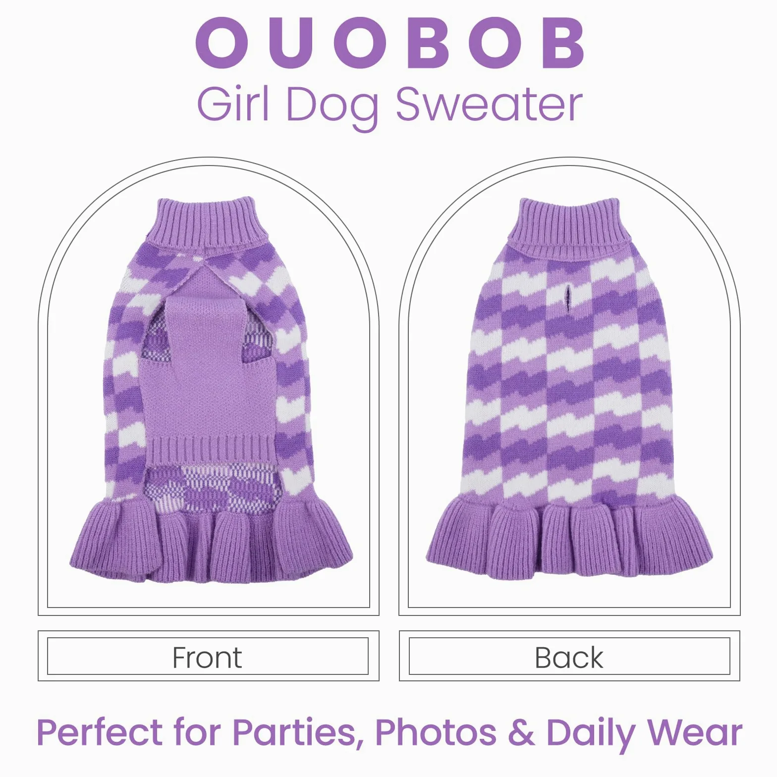 Maglione per cani XL, caldo maglione a collo alto per cani femmina, comodo abbigliamento invernale per cani femmine, ideale per Natale, Ringraziamento e freddo, viola