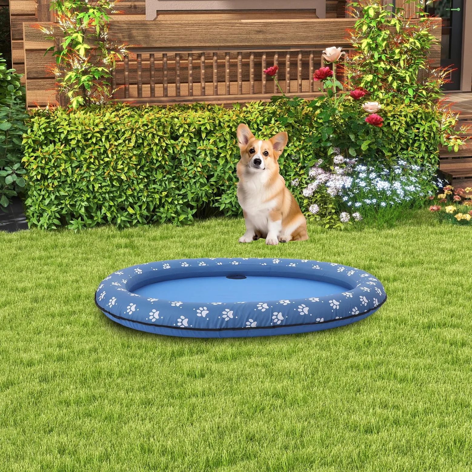 Toyvian 1pezzi Piscina Pieghevole per Cani e Gatti Vasca Gonfiabile Portatile e Galleggiante Piscinetta da Esterno Resistente per Rinfrescare Animali Domestici Facile da Trasportare
