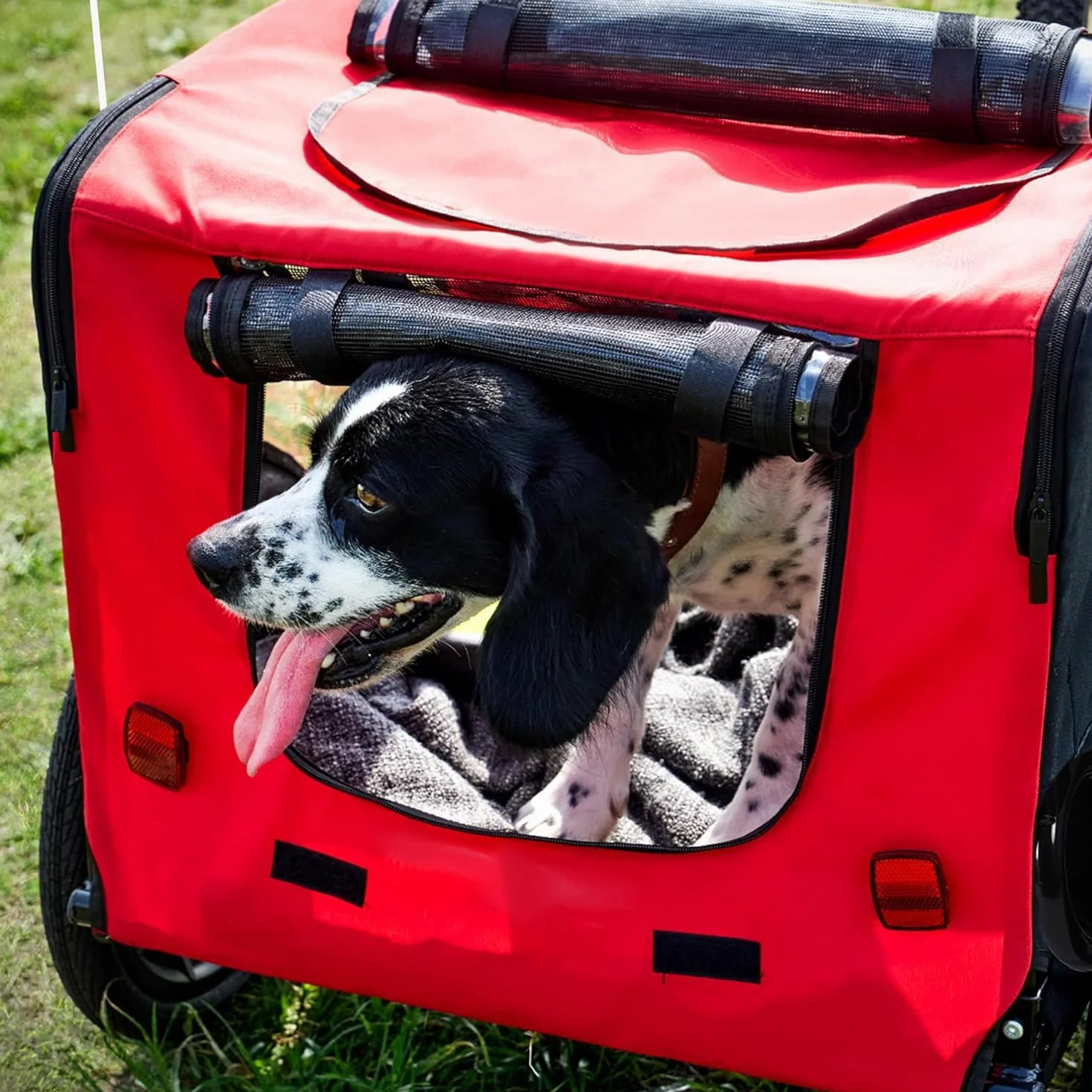 sogesfurniture Rimorchio per cani da bicicletta, pieghevole, con frizione, bandiera, riflettore, tela Oxford 600D, per cani