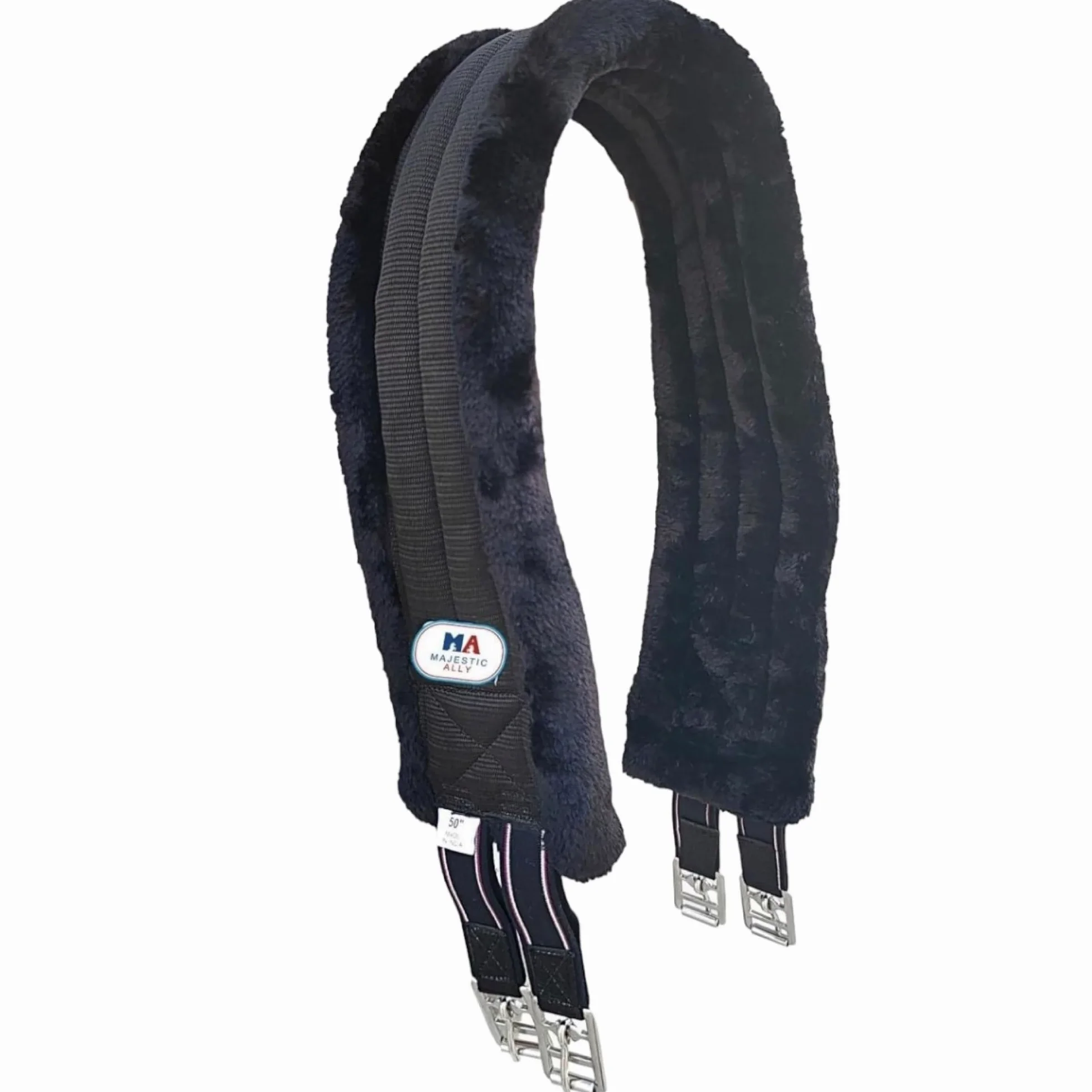 Majestic Ally Sottopancia Imbottita in Pile di Visone con Elastici Resistenti e Hardware in Acciaio Inossidabile, Colore: Marrone, 106,7 cm, 111,8 cm, 116,8 cm, 121,9 cm e 127 cm