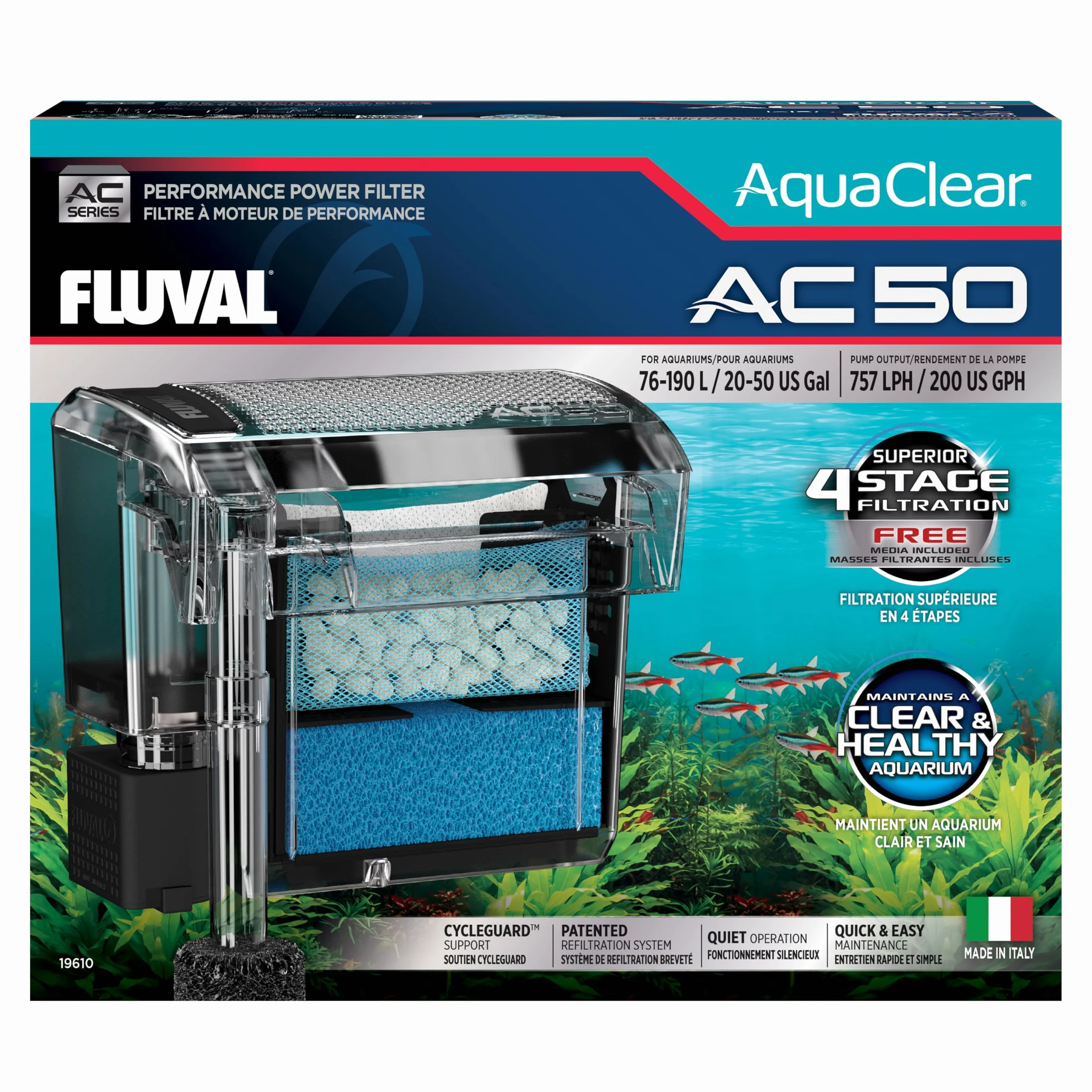 Fluval Filtro zaino AquaClear AC50, 757 lph