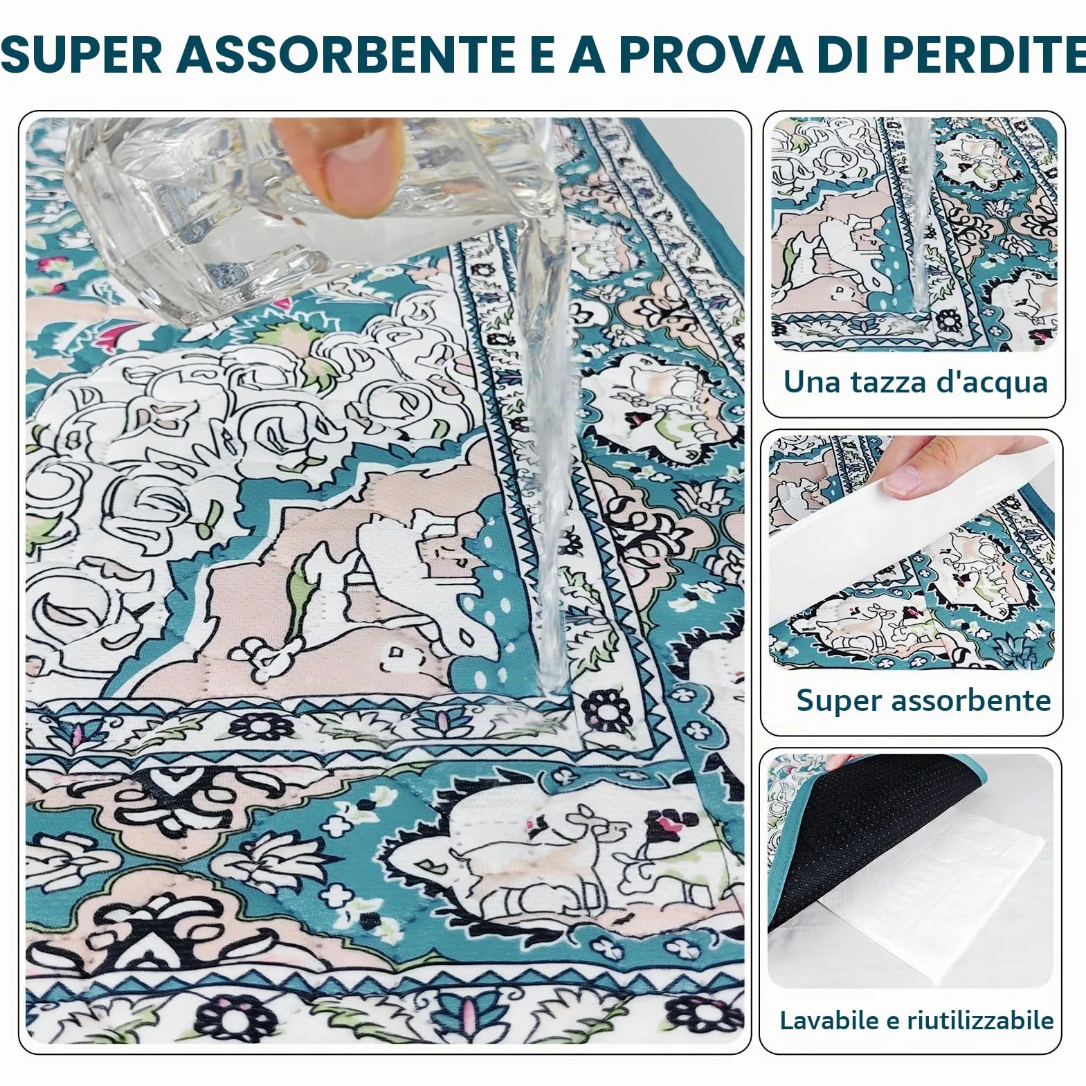 Tappetini lavabili per cani, tappetini per cuccioli con feromoni,182x182cm | Tappetino assorbente per cuccioli aggiornato 2026, impermeabile e antiscivolo, ad assorbimento rapido a prova di perdite