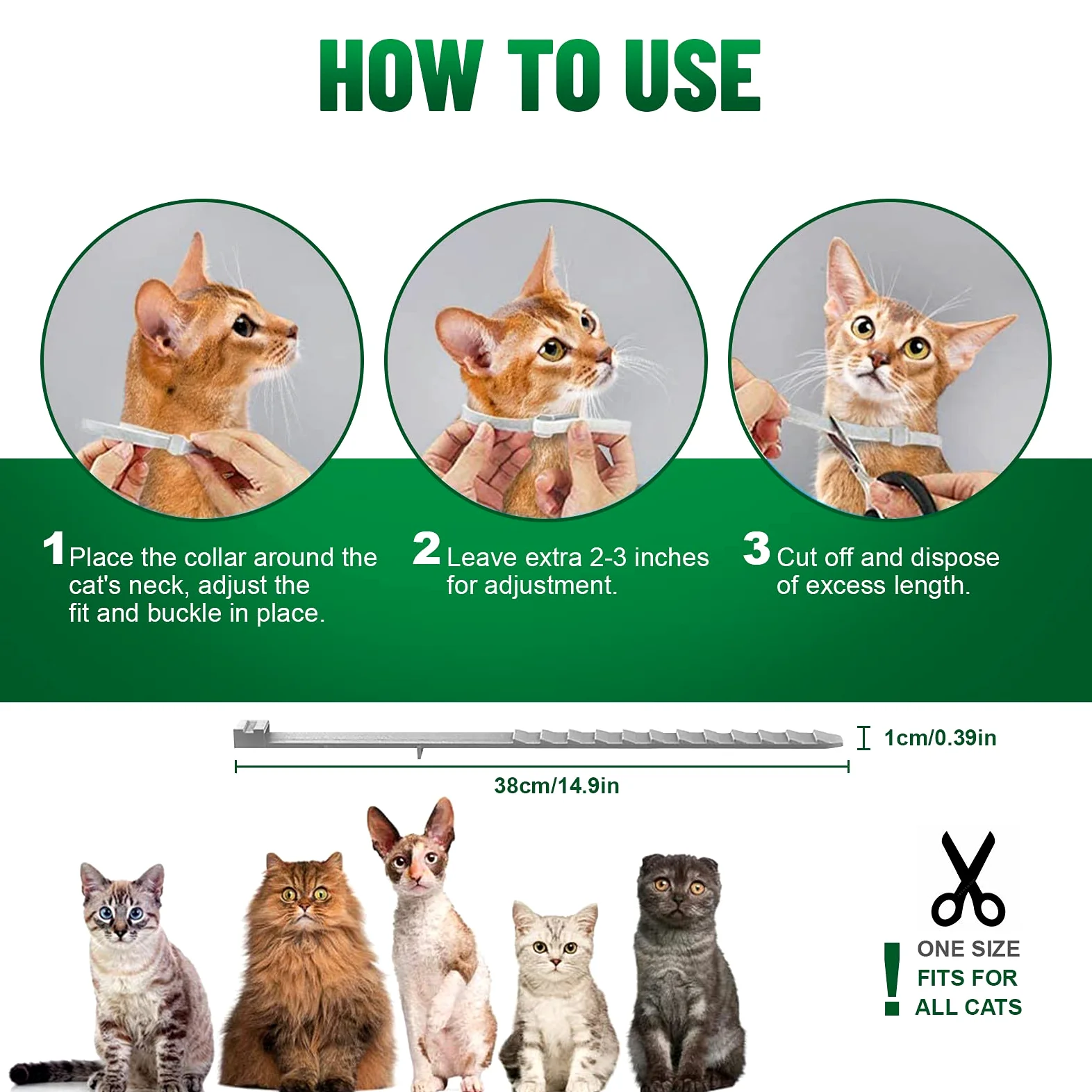 Collare Antiparassitario per Gatti, Collare Antipulci per Gatti Impermeabile Regolabile Naturale con Protezione di 8 Mesi, Si Illumina al Buio, Soluzione Sicuro Contro i Parassiti per Gatto