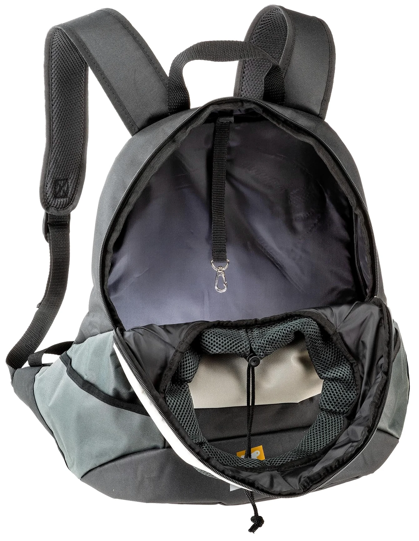 Ferplast Zaino per Cani KANGOO, Trasportino Gatto, Zaino per Gatti, Ampia Apertura, Cinghia di sicurezza, Cinghe Regolabili, Max 8 Kg, 41,5 x 20 x 43H cm, Grigio