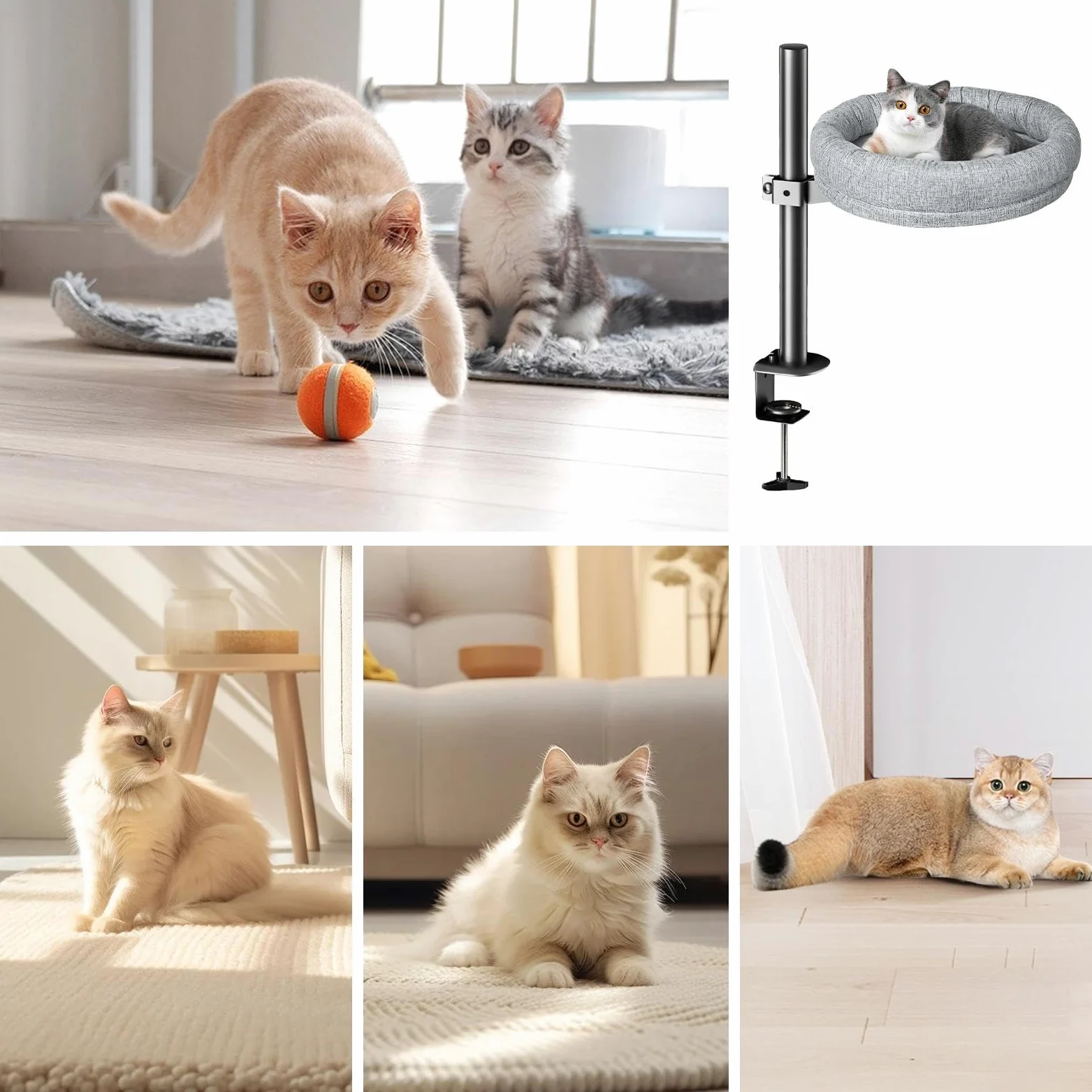 per scrivania per lettino per gatti, Letto per gatti per scrivania,Letto con mensola per gatti regolabile per gatti da interni | Casetta per gattini da scrivania dal design salvaspazio