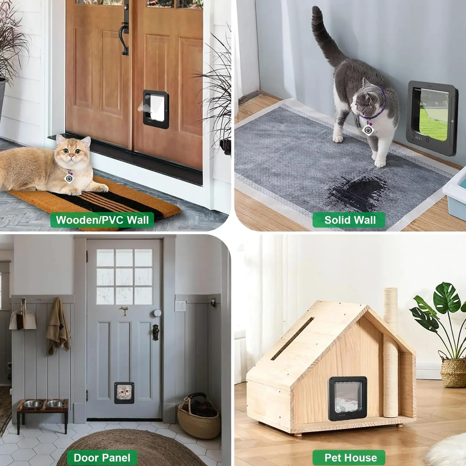 Porta elettronica intelligente automatica per gatti con tecnologia microchip RFID, chiusura a 4 vie, design resistente alle intemperie per un accesso sicuro agli animali domestici