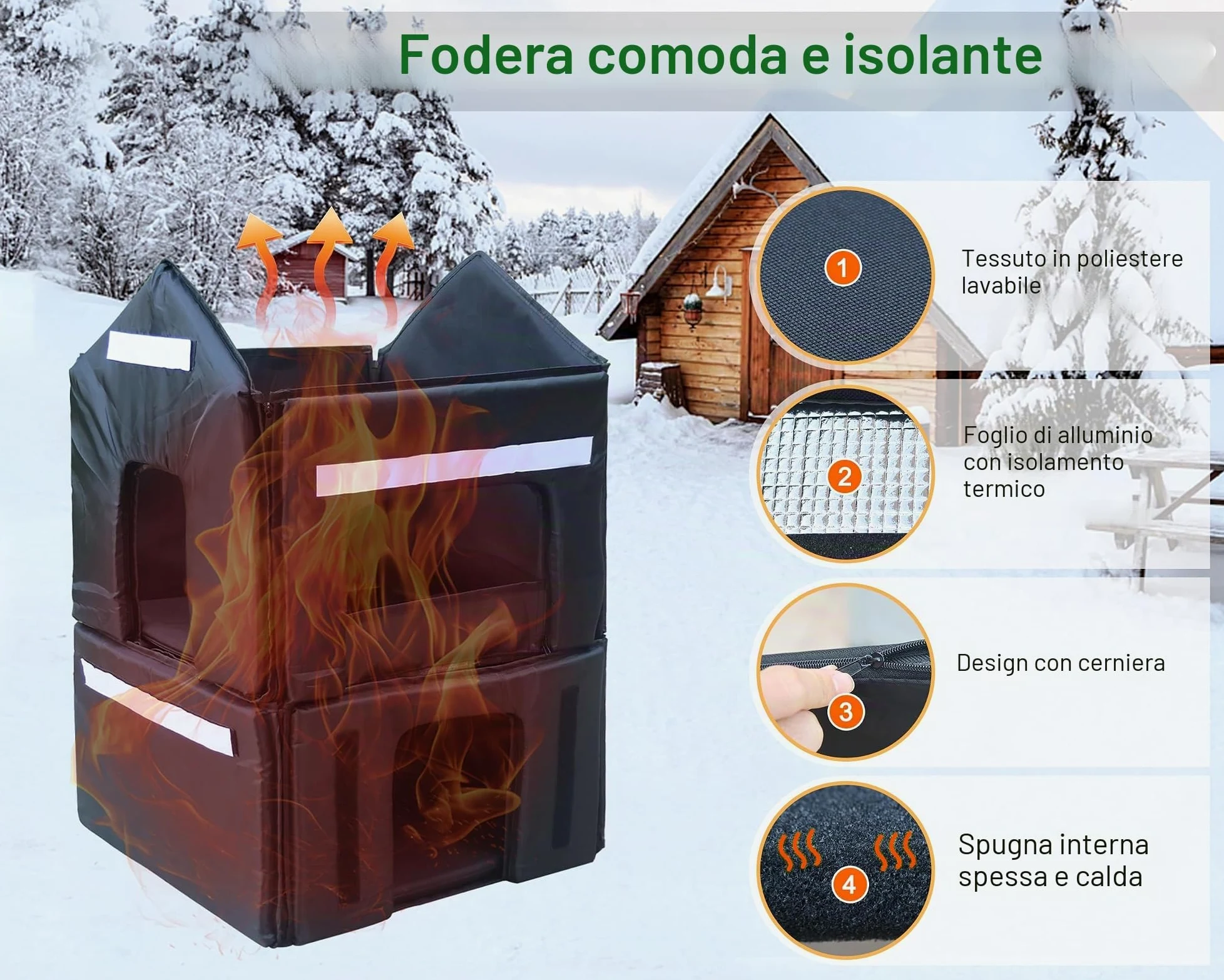 2 pezzi Casetta per gatti all'aperto con rivestimento isolato, case per gatti all'aperto in plastica rifugio per gatti all'aperto resistente alle intemperie con porta di fuga