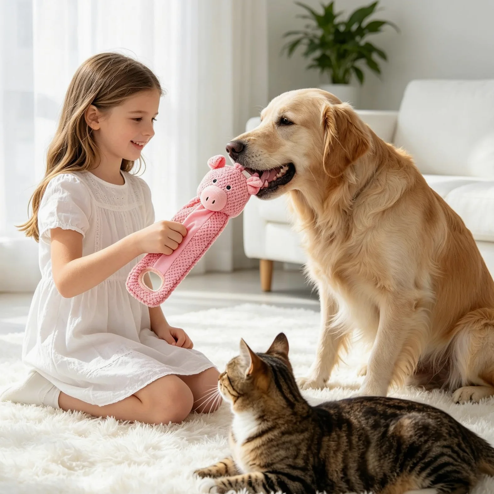 Giocattoli da masticare a cani Interattivo Squittente Resistente Alla | Peluche per cani giocattolo rosicchiabile Contro noia addestramento tiro fune riporto