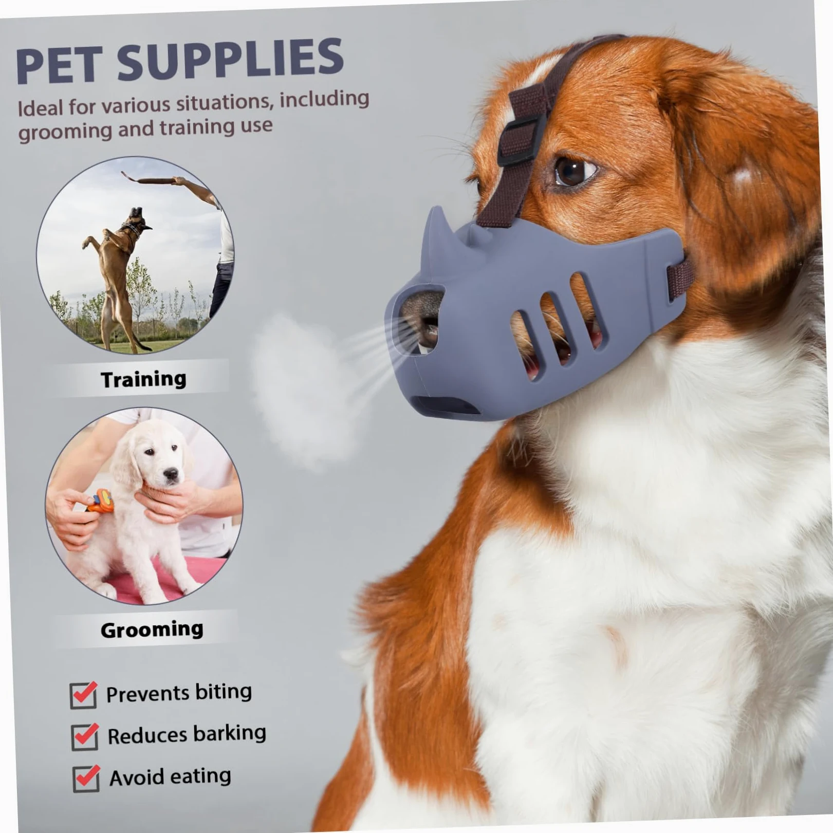 BESTonZON 3pezzi Museruola per Cani in Silicone di Museruole Regolabili Antiabbaio Antimasticazione Adatte per Cani di Piccola e Media Accessori Sicuri per Toelettatura e Protezione