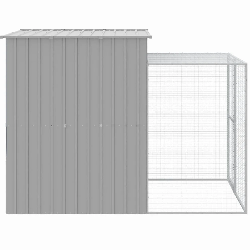 BAZZI Casetta per Cani da Esterno Box Cani Esterno Cuccia Cane Esterno Recinto per Cani in Acciaio Zincato Grigio Chiaro 165x251x181 cm