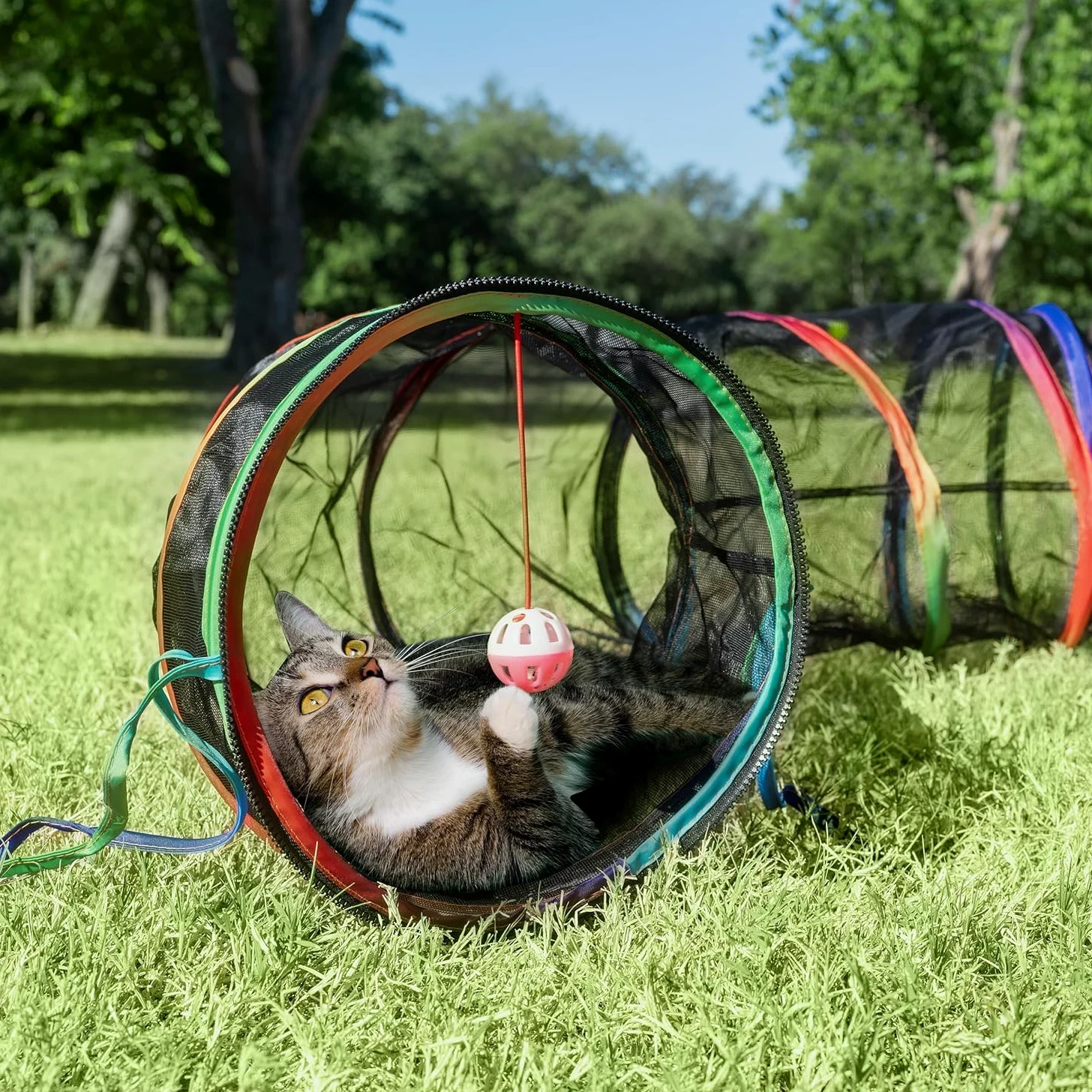 Grande Tunnel per Animali Domestici Pieghevole da Esterno - Tenda Portatile per Gatti, Conigli, Cuccioli con Recinzioni