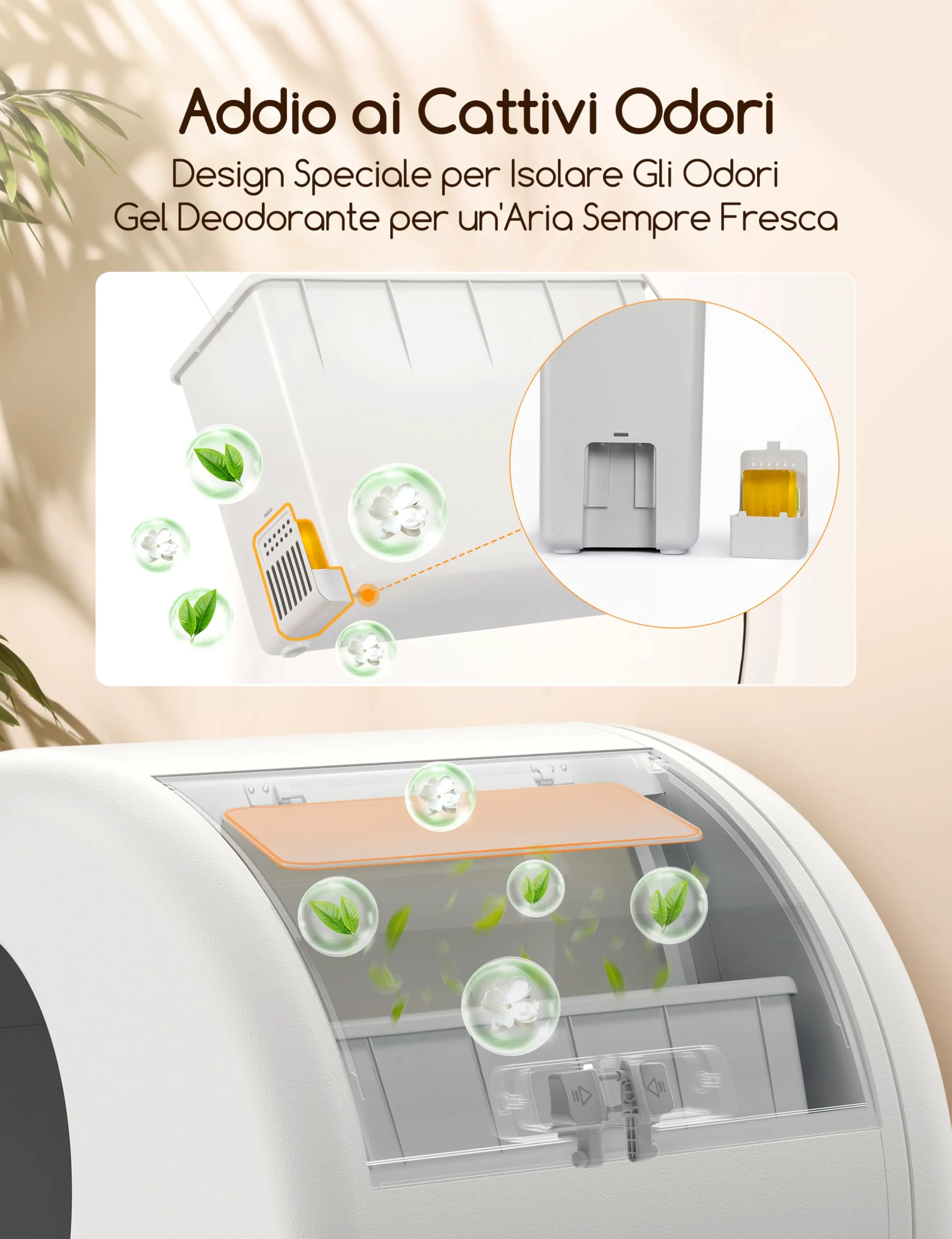 MeoWant Lettiera Gatto Autopulente, 57,6L Lettiera Automatica per Gatti con Sacchi Spazzatura e Tappetini Gatti per Multi Gatto, Isolamento Odori, Pulizia Facile, Comando APP