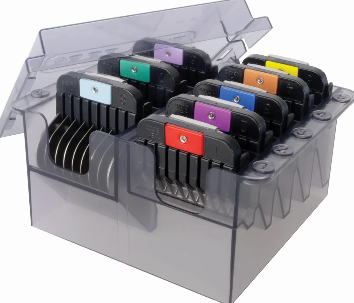Wahl Detachable Stainless Steel Attachment Combs, 3mm – 25mm, #1-8, Prime Series, Acciaio Inox, Resistente alla ruggine, Accessori, Nero