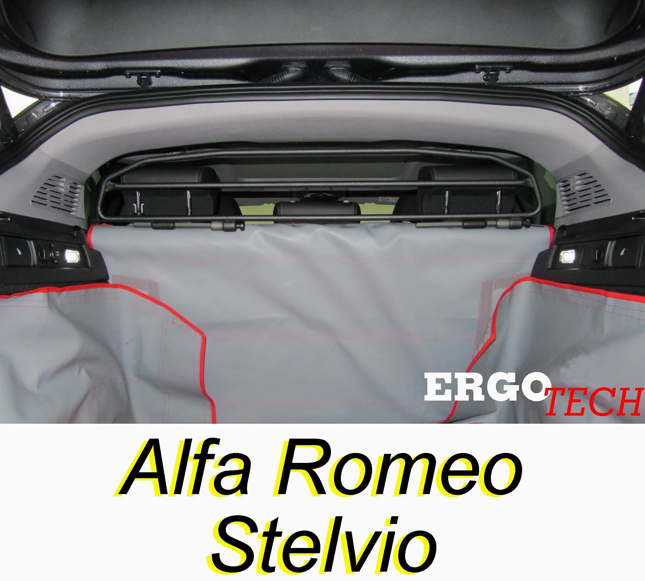 ERGOTECH Divisorio Griglia Divisoria per Alfa Romeo Stelvio, RDA65HBG-2HXXS8, per Trasporto Cani e Bagagli