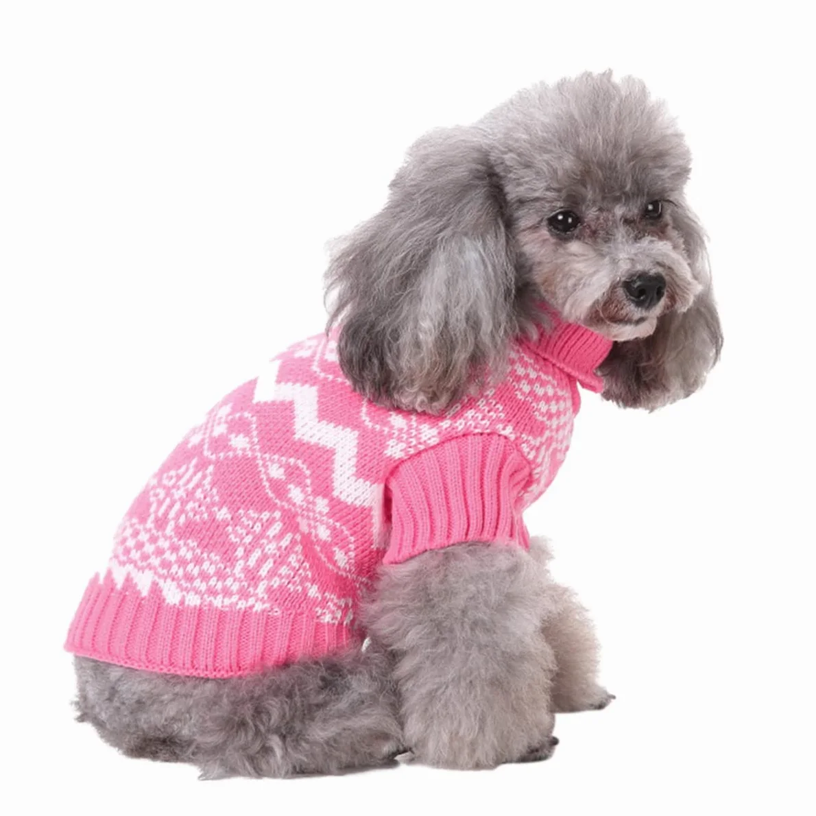 BESPORTBLE 3pezzi Maglione Natalizio per Cani Pullover Maglia Calda con Collo per Animali Domestici Costume per Feste Inverno Rosa XXL