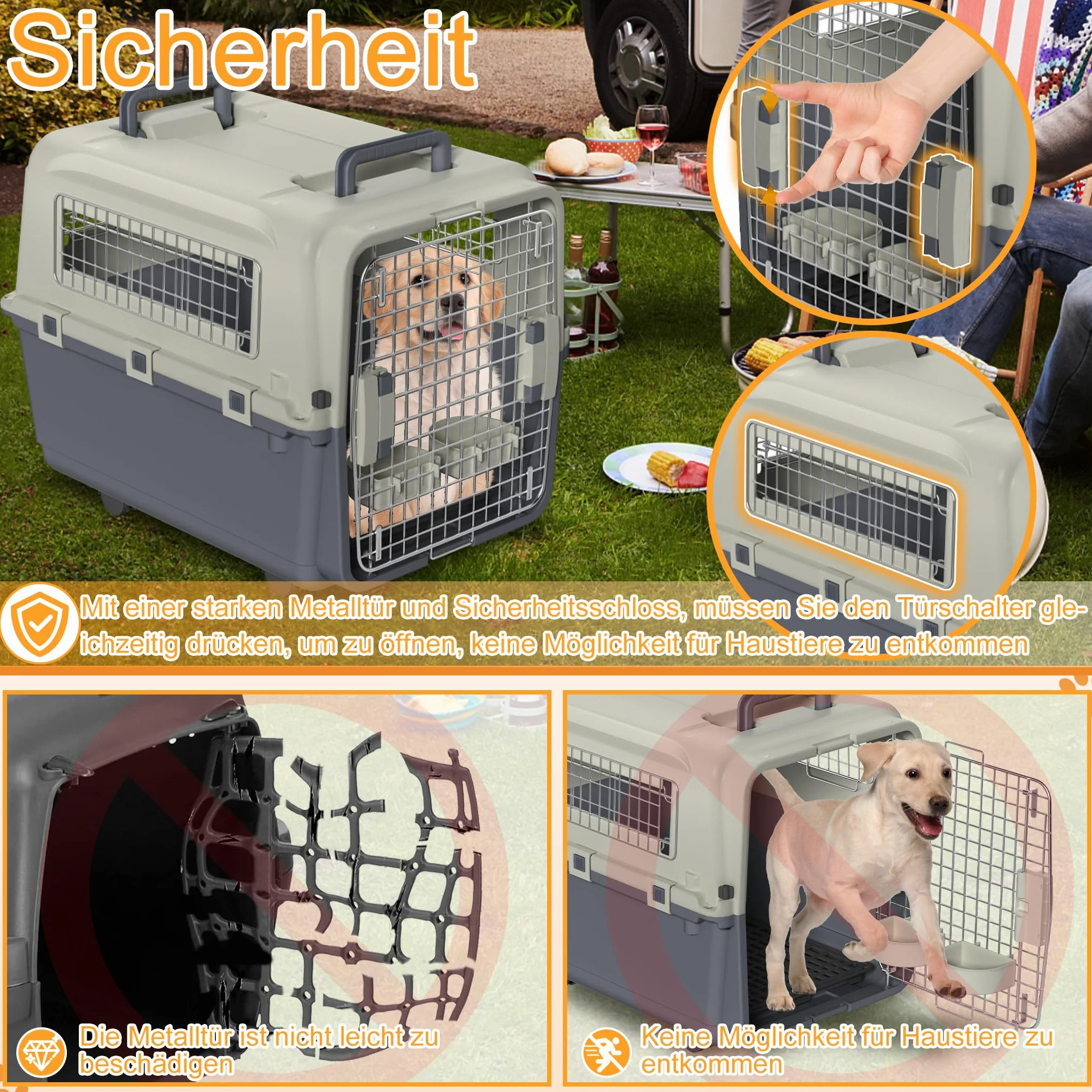 Trasportino per cani e gatti, 67 x 51 x 58,5 cm, trasportino per animali domestici, con porta in metallo e ruote, adatto per aereo, auto, viaggio, fino a 12,5 kg
