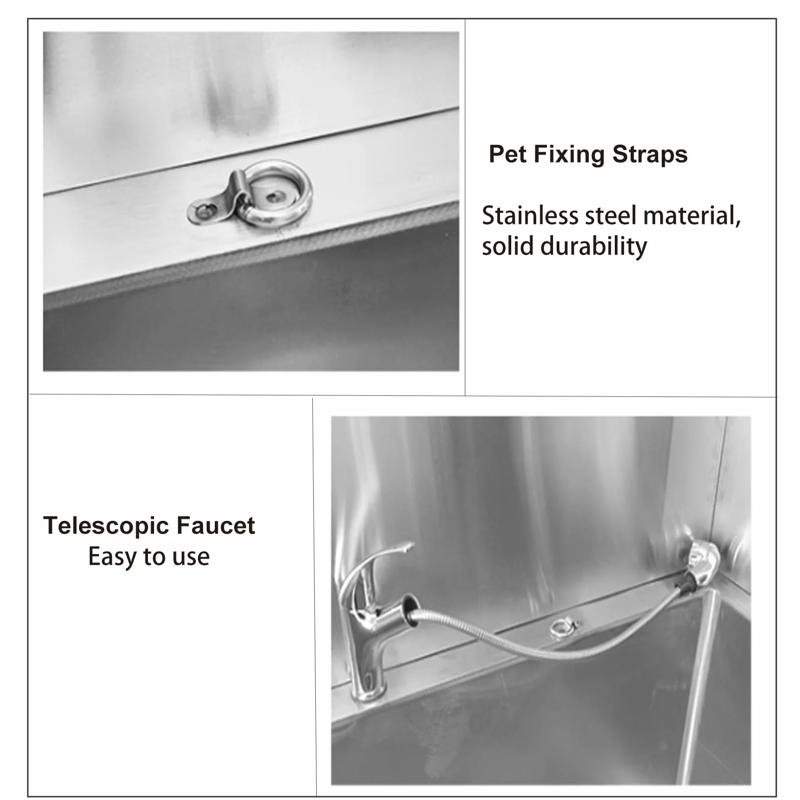 Vasca da Toelettatura Professionale per Cani In Acciaio Inox, Stazione di Lavaggio per Cani, Vasca da Bagno per Cani Animali(120X60cm/47.2X23.6in,deep:15.7in)