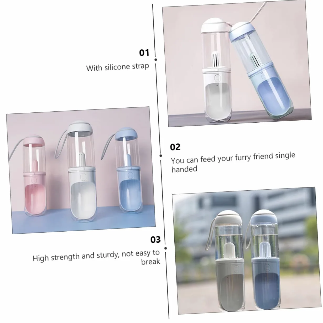 ERINGOGO Borraccia per Cani e Gatti 330ml, Portatile da Viaggio, ABS PC Silicone, Operazione Mano, Antipolvere, per Uscite