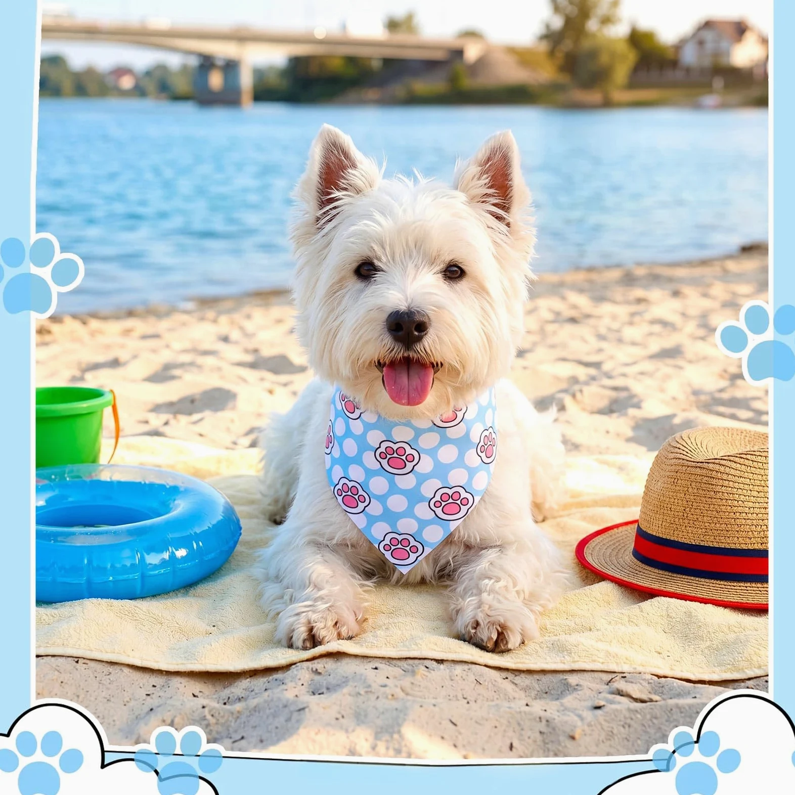 Sanwuta 120 bandane per cani con stampa di zampa blu, bandane per cani, triangolo, fazzoletto, bavaglino, set per costumi per animali domestici, accessori quotidiani