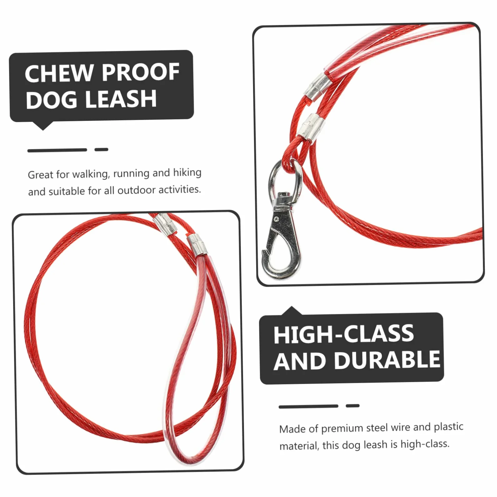 INOOMP 4pezzi Guinzaglio Per Cani Acciaio Inossidabile Resistente Ai Morsi Per Passeggiate e Attività All Aperto Design Elegante e Leggero