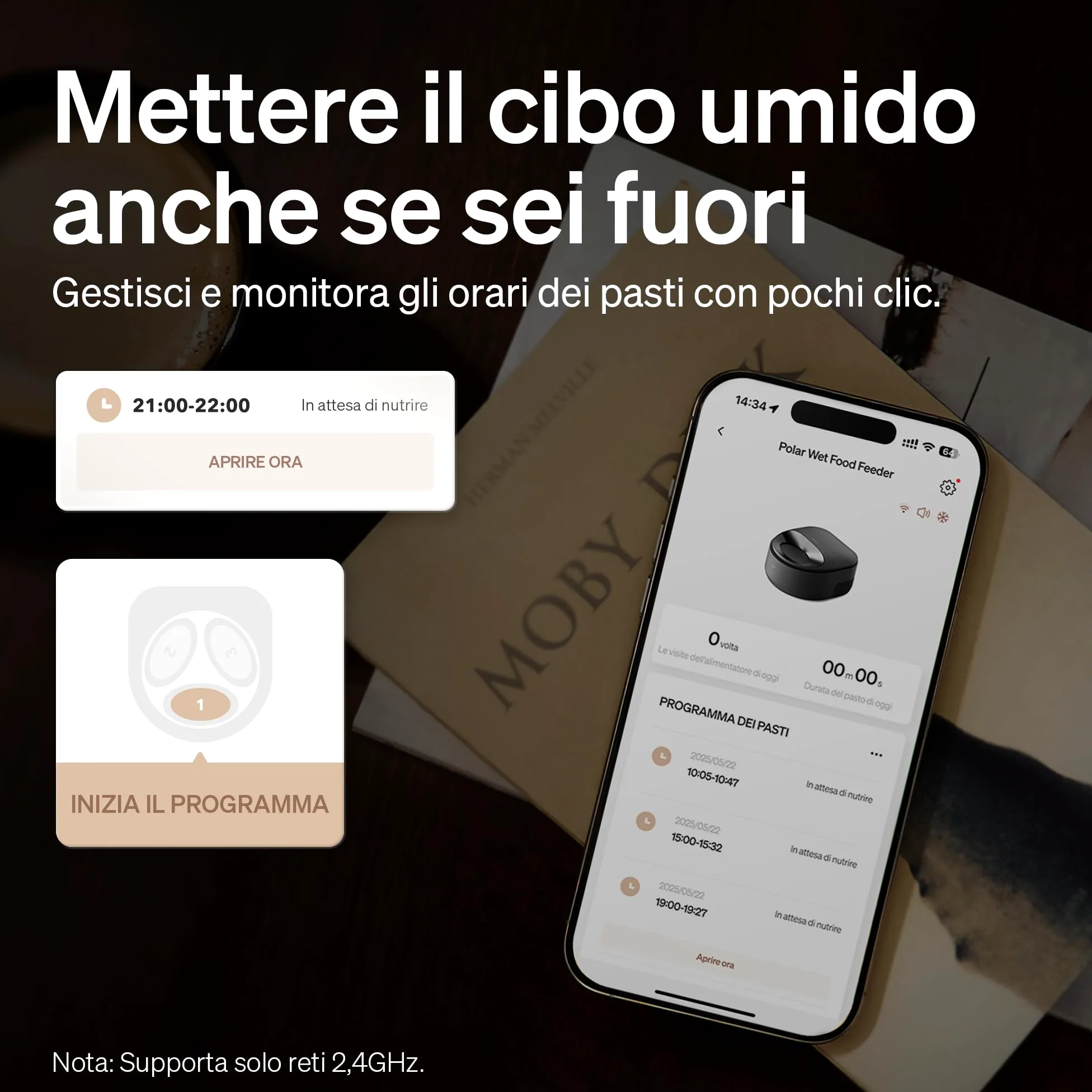 PETLIBRO Mangiatoia automatica per gatti con ciotola in acciaio inox lavabile in lavastoviglie, macchina per cibo umido con raffreddamento a semiconduttore, 2,4 GHz Wi-Fi Smart App, 3 giorni di vera