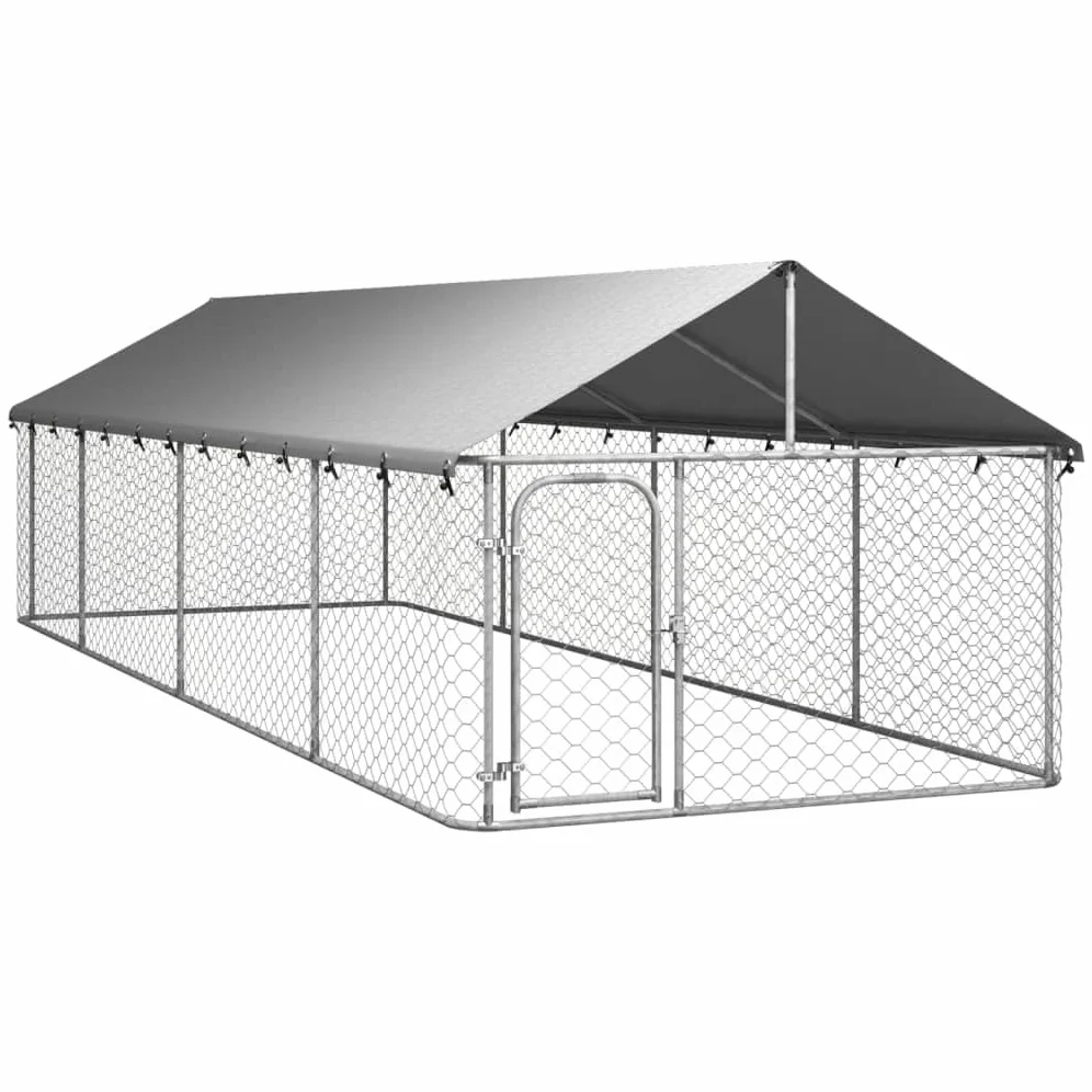 vidaXL Gabbia per Cani da Esterno con Tetto 600x200x150 cm